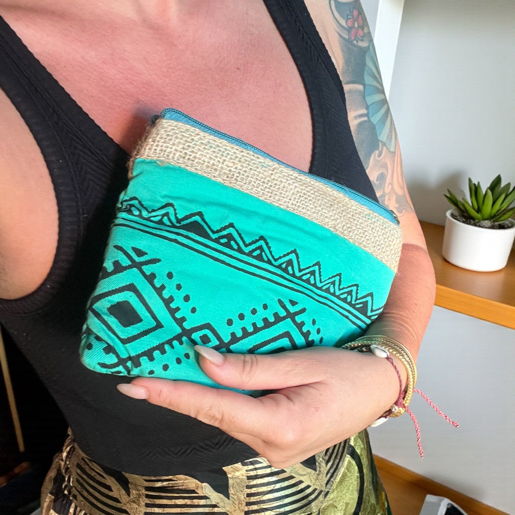Boho Pouch – Hand-Stamped Indian Design (Padded & Durable)