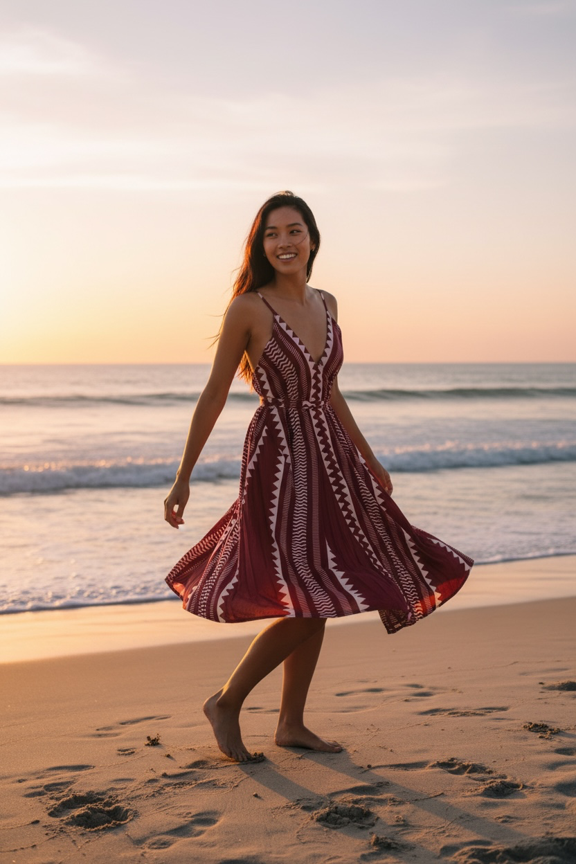 Sunset Nomad dress - block print