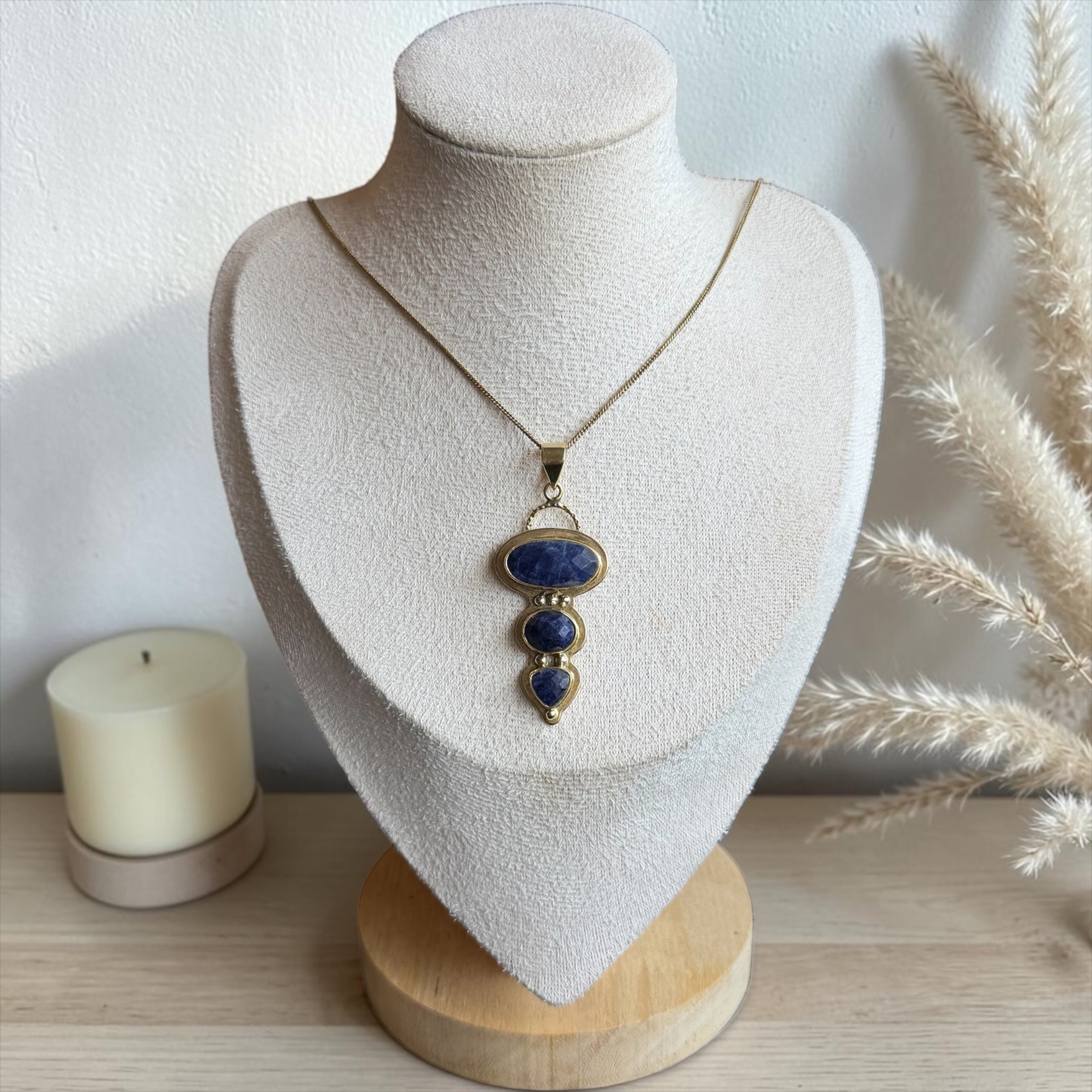 Lapis Lazuli Necklace | The Stone of Ancient Wisdom | Brass Pendant