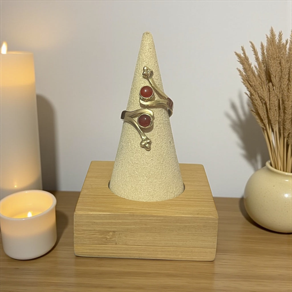 Elegant Carnelian Ring – Adjustable Brass from India