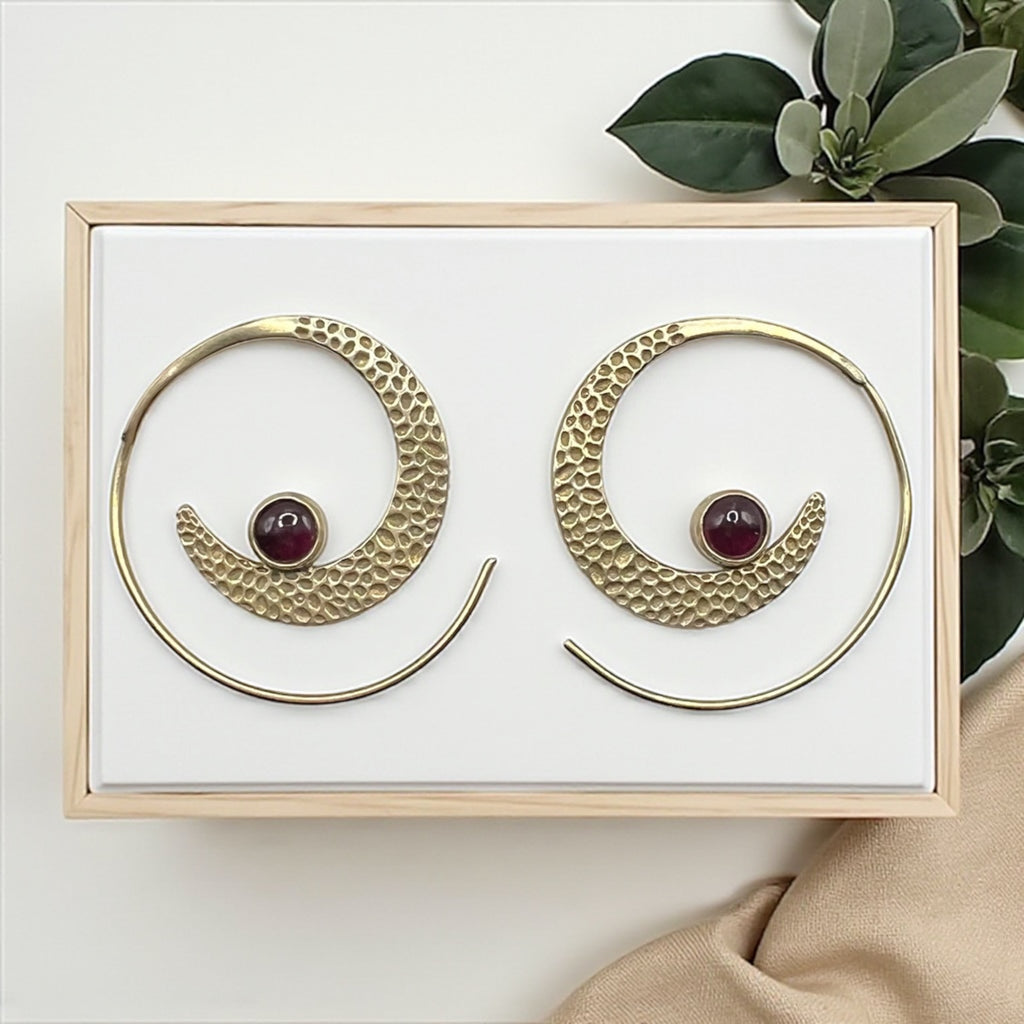 Spiral moon Boho earrings