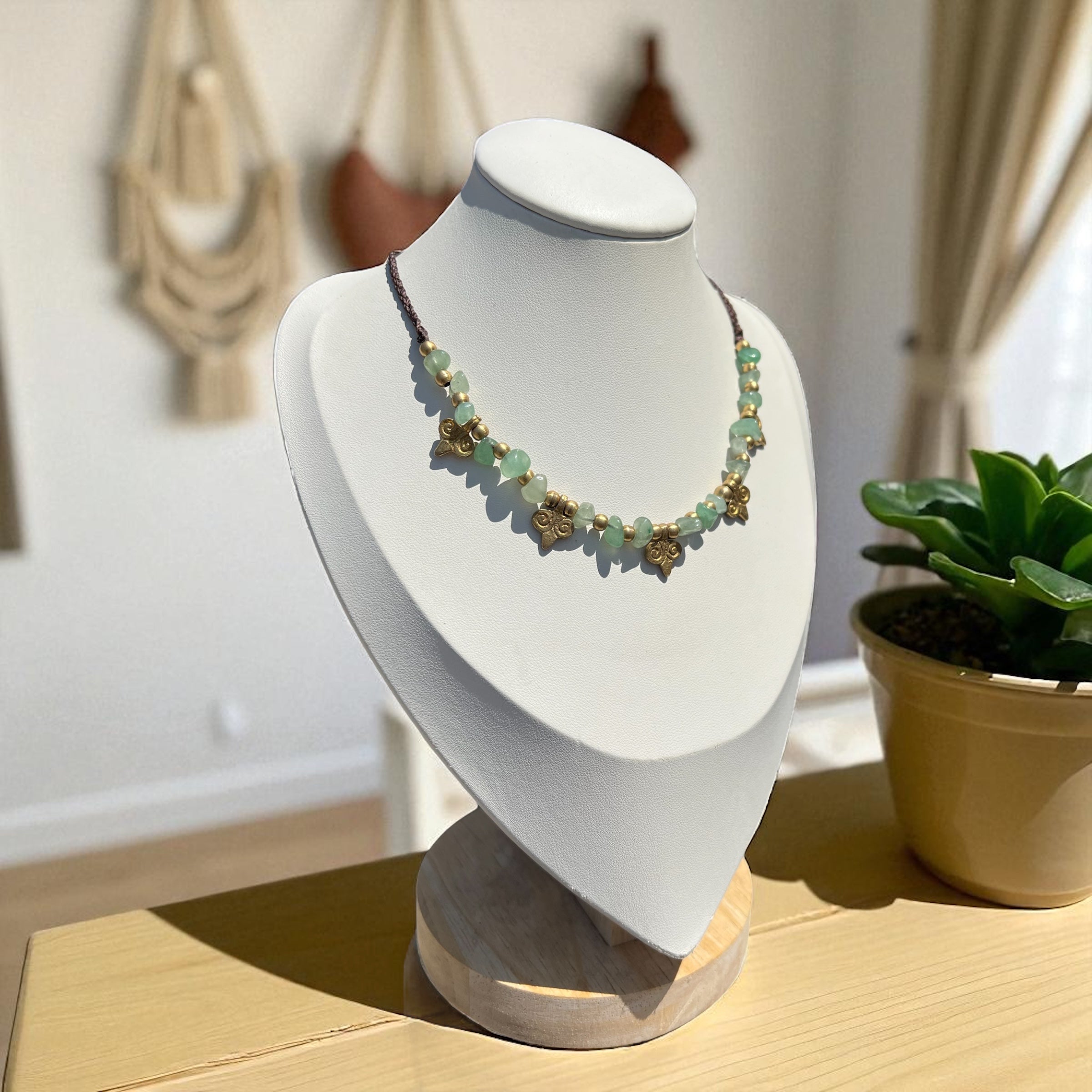 Nomadic Spirit Green Aventurine & Brass Pendant Necklace