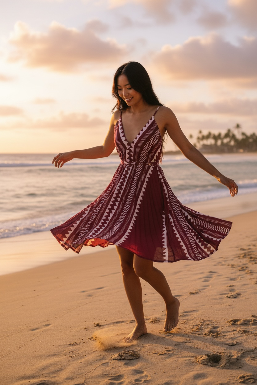 Sunset Nomad dress - block print