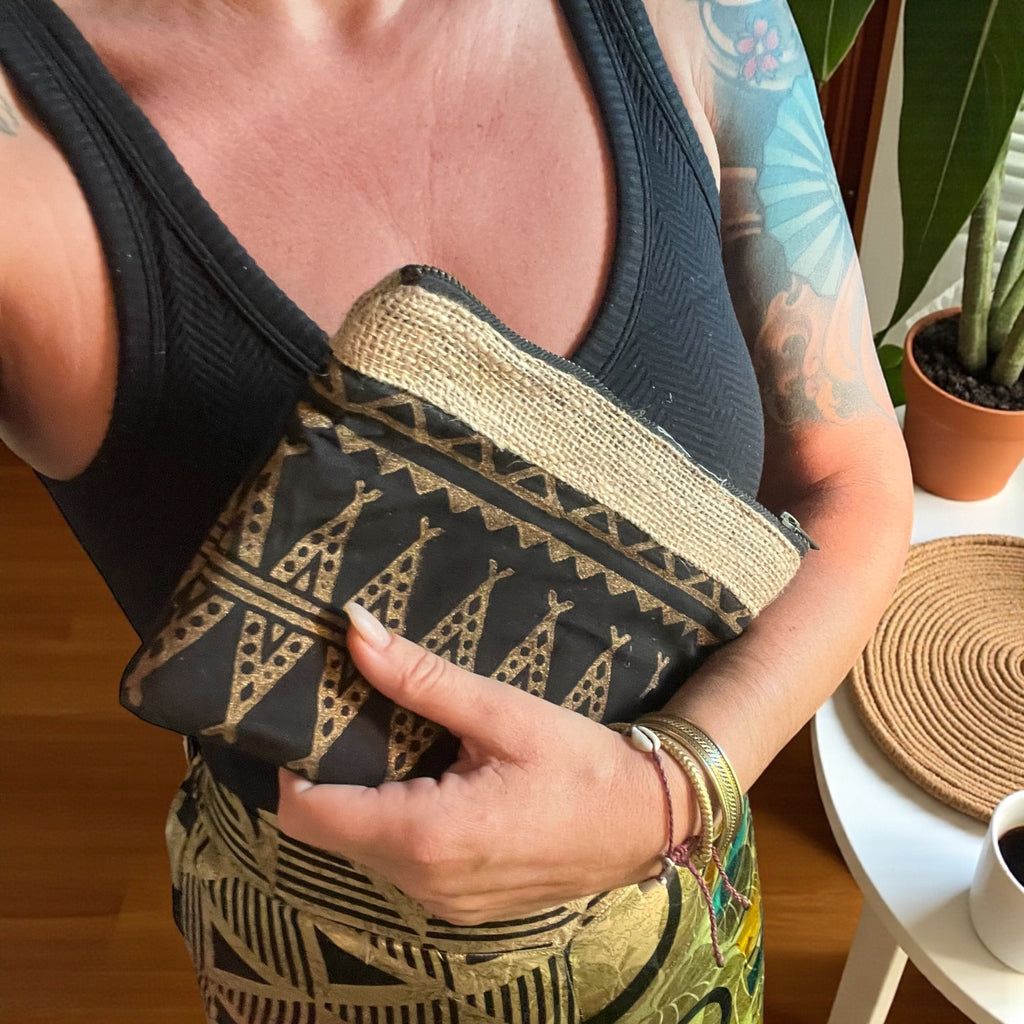 Boho Pouch – Hand-Stamped Indian Design (Padded & Durable)