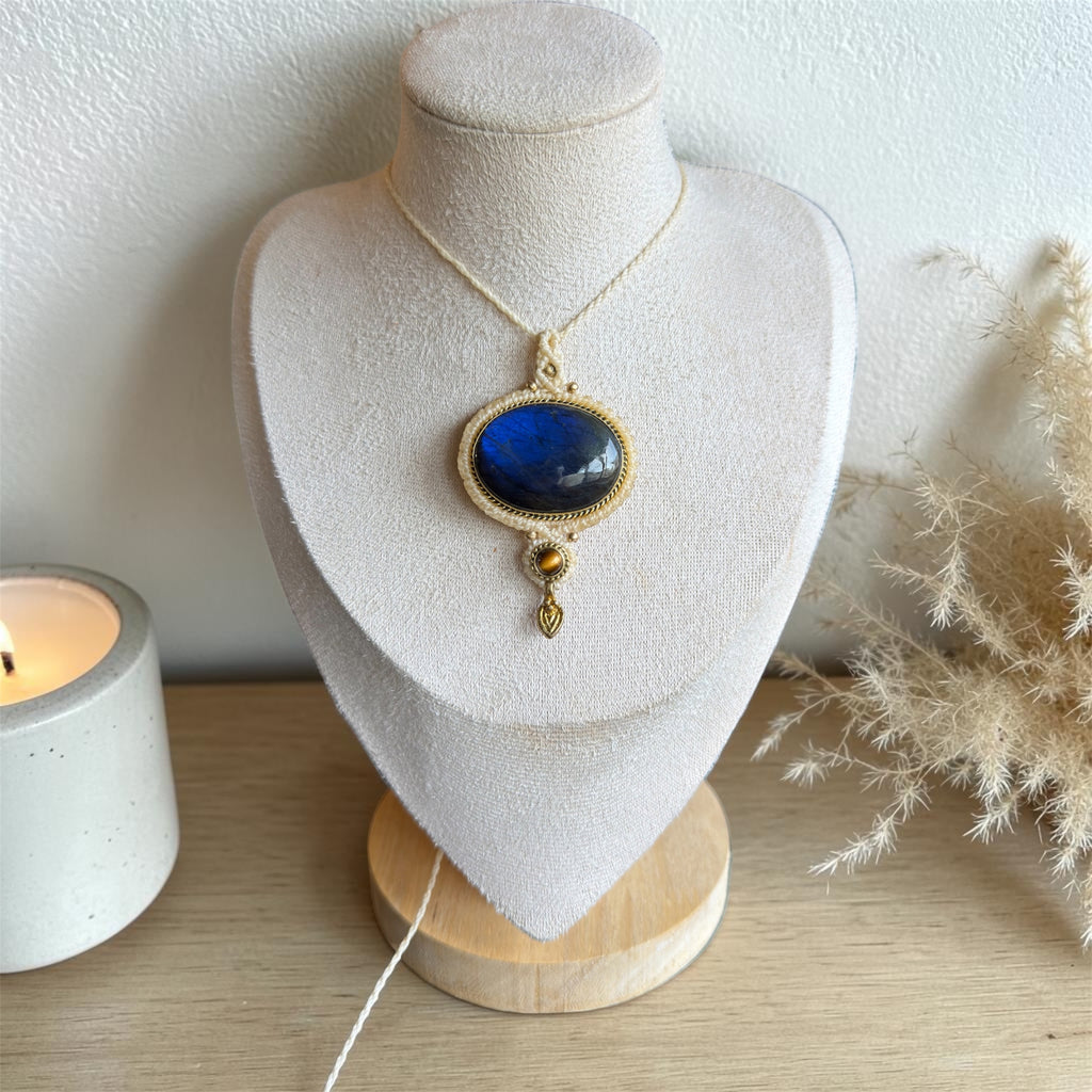Labradorite & Tiger Eye Macramé Necklace