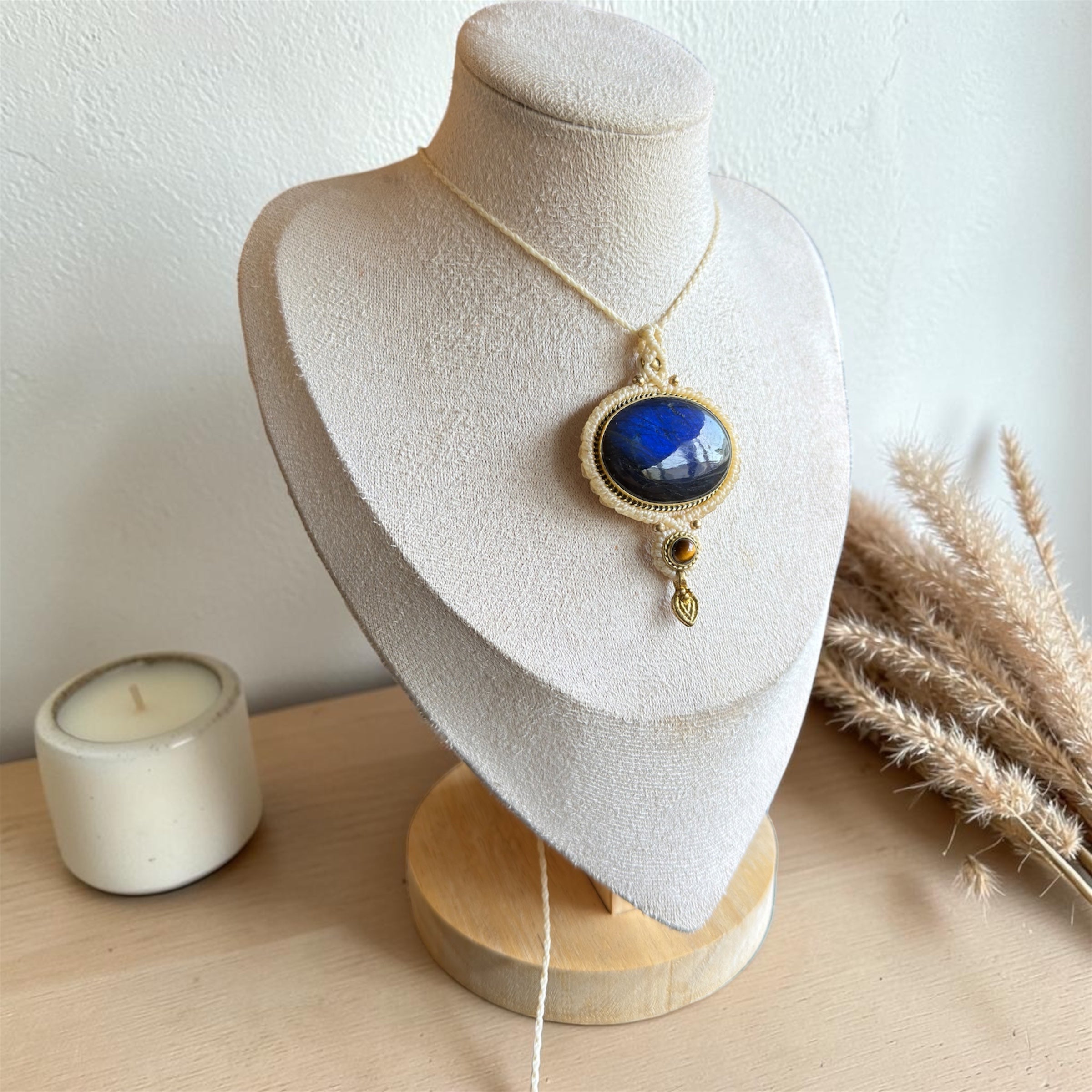 Labradorite & Tiger Eye Macramé Necklace