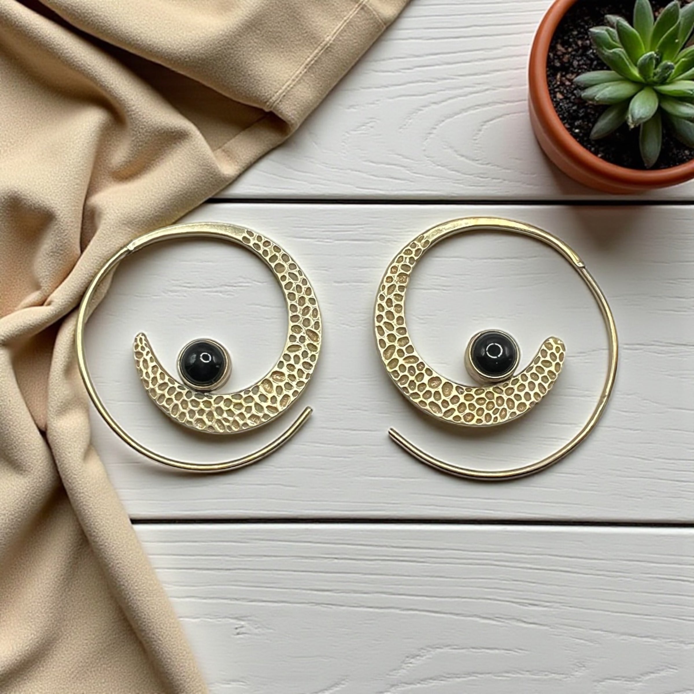Spiral moon Boho earrings