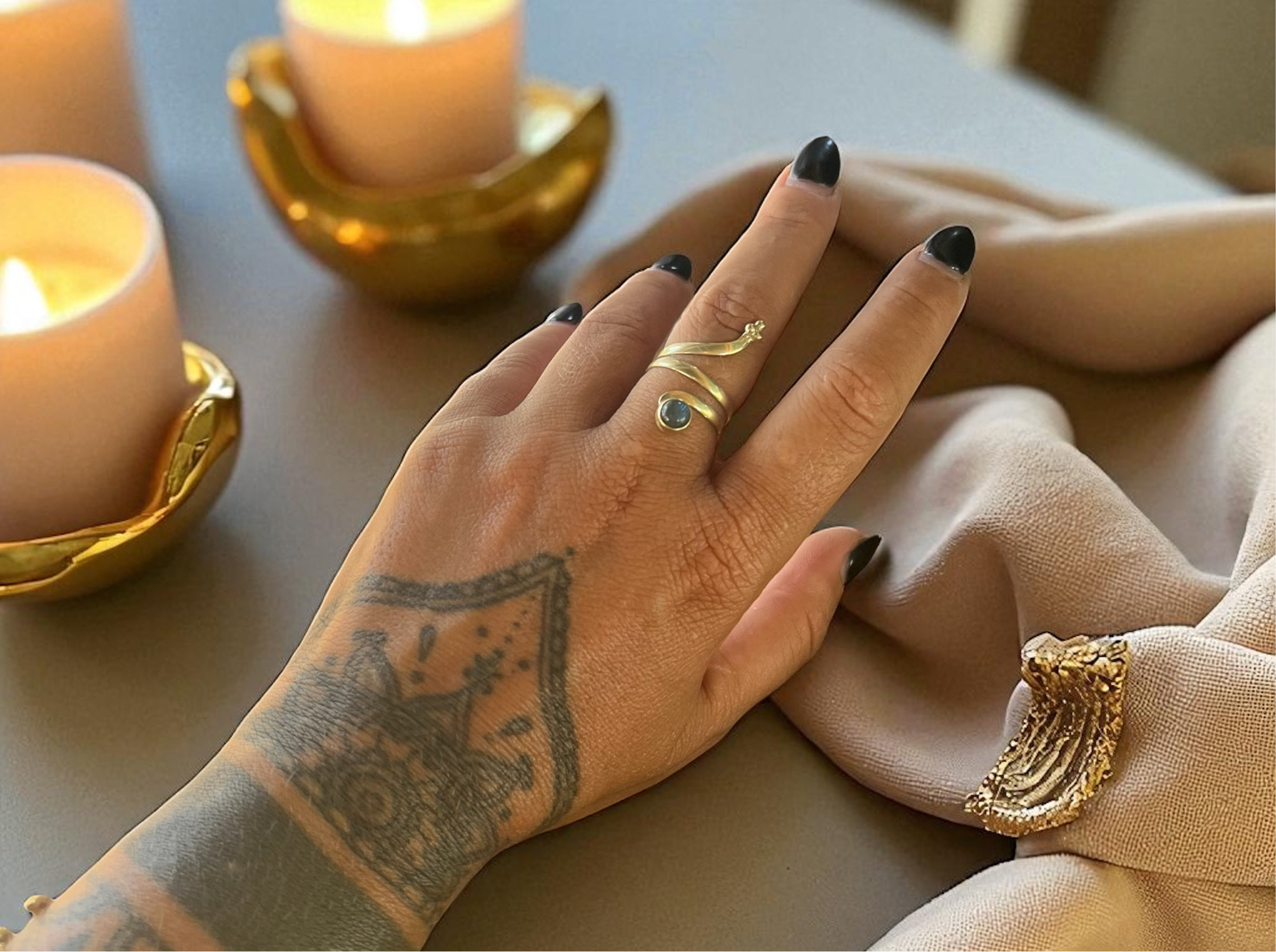 Gemstone Snake Ring – Symbol of Transformation and Protection