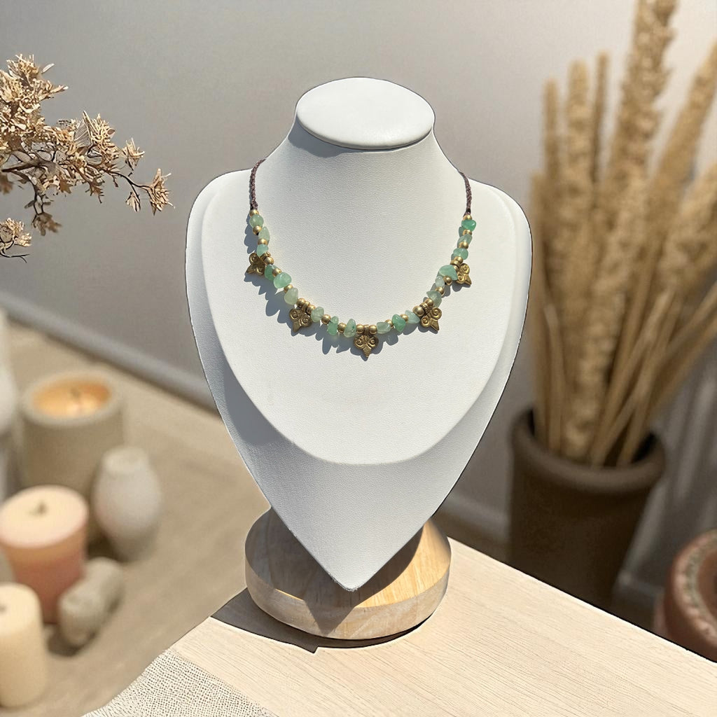 Nomadic Spirit Green Aventurine & Brass Pendant Necklace