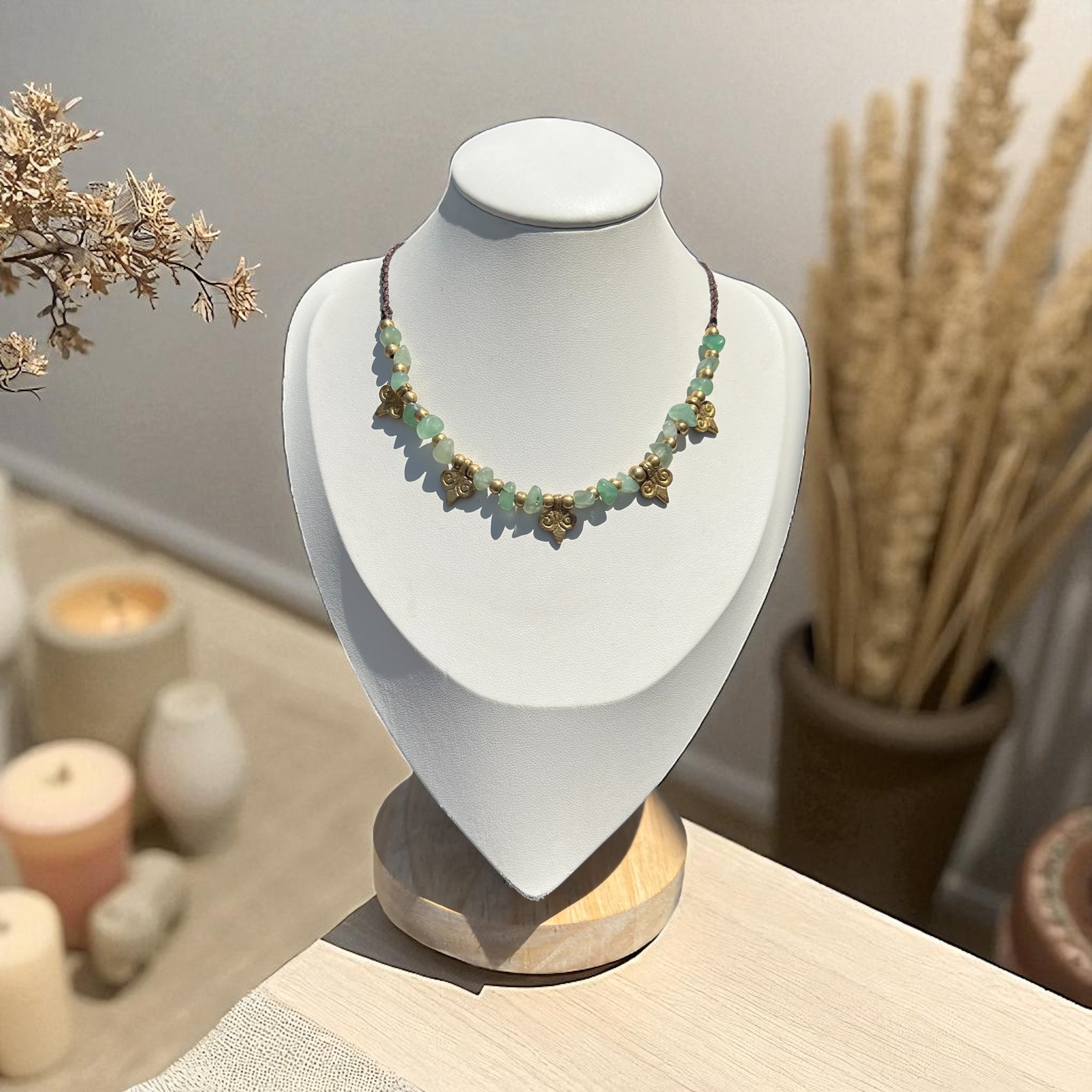 Nomadic Spirit Green Aventurine & Brass Pendant Necklace