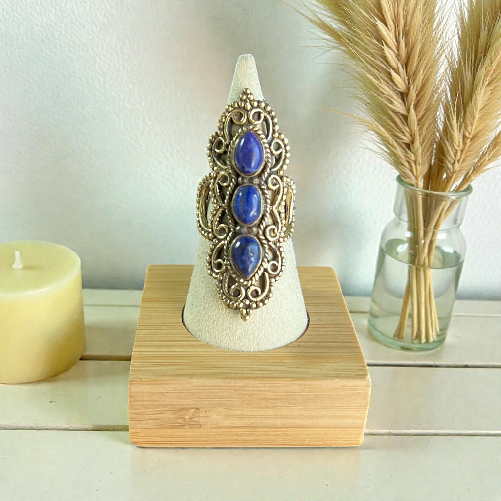 Triple Lapis Lazuli Ring – Brass