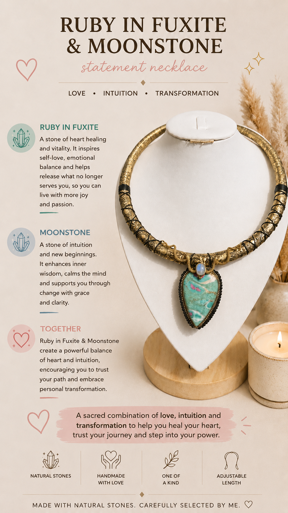 Serpent of Awakening | Ruby in Fuchsite & Moonstone Sacred Choker
