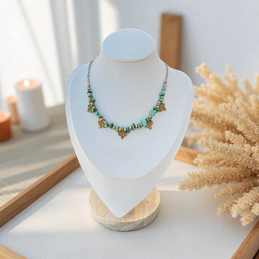 Nomadic Spirit Turquoise & Brass Pendant Necklace