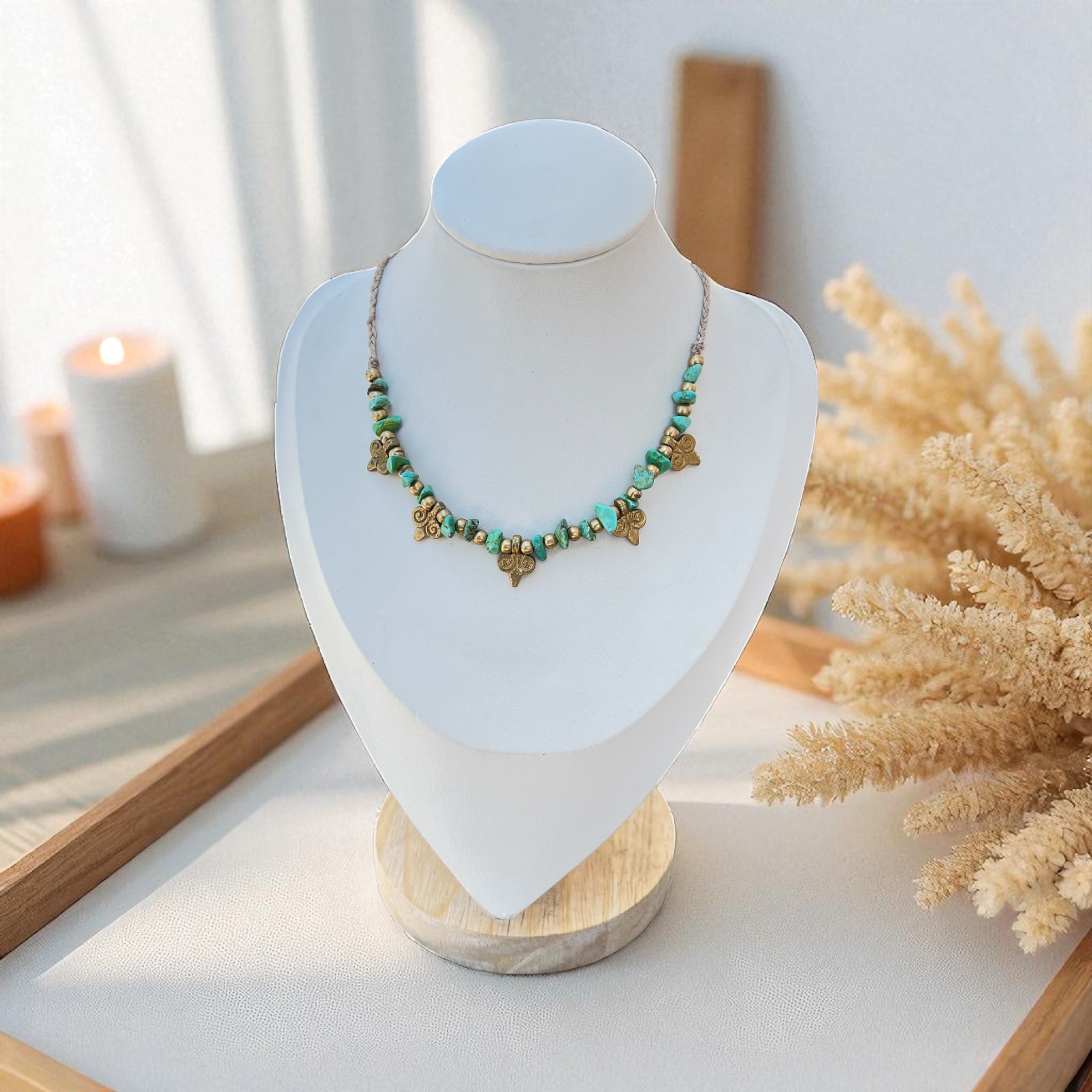 Nomadic Spirit Turquoise & Brass Pendant Necklace