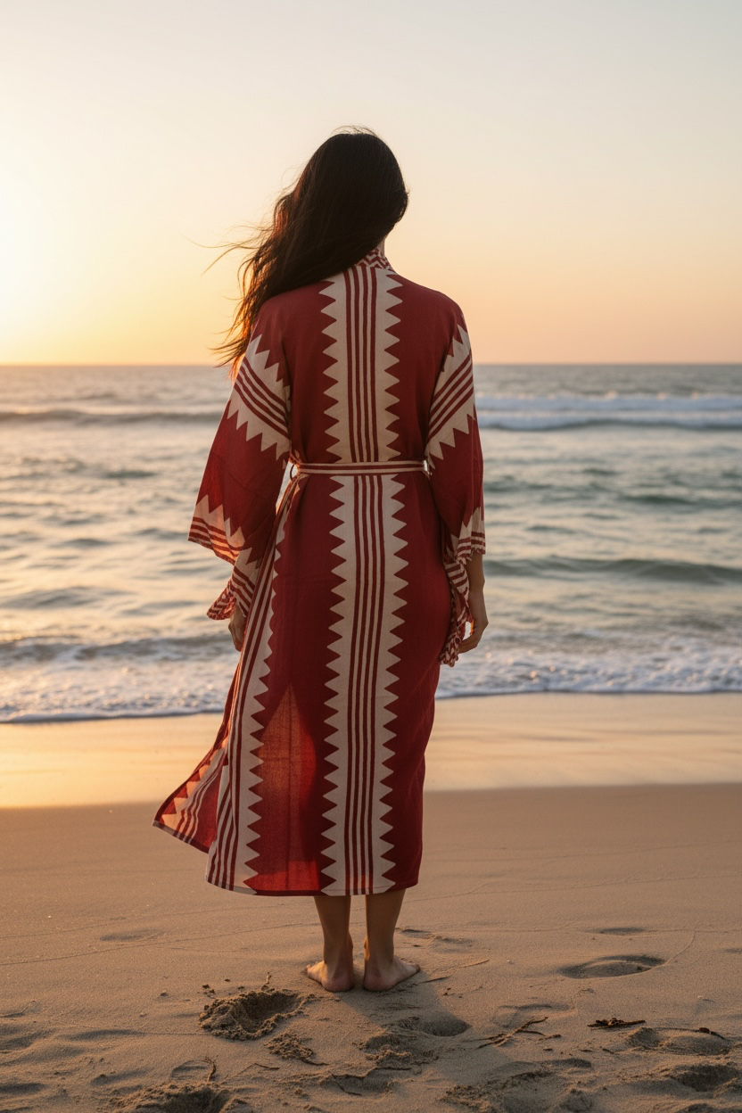 Sunset Nomad Kimono - block print
