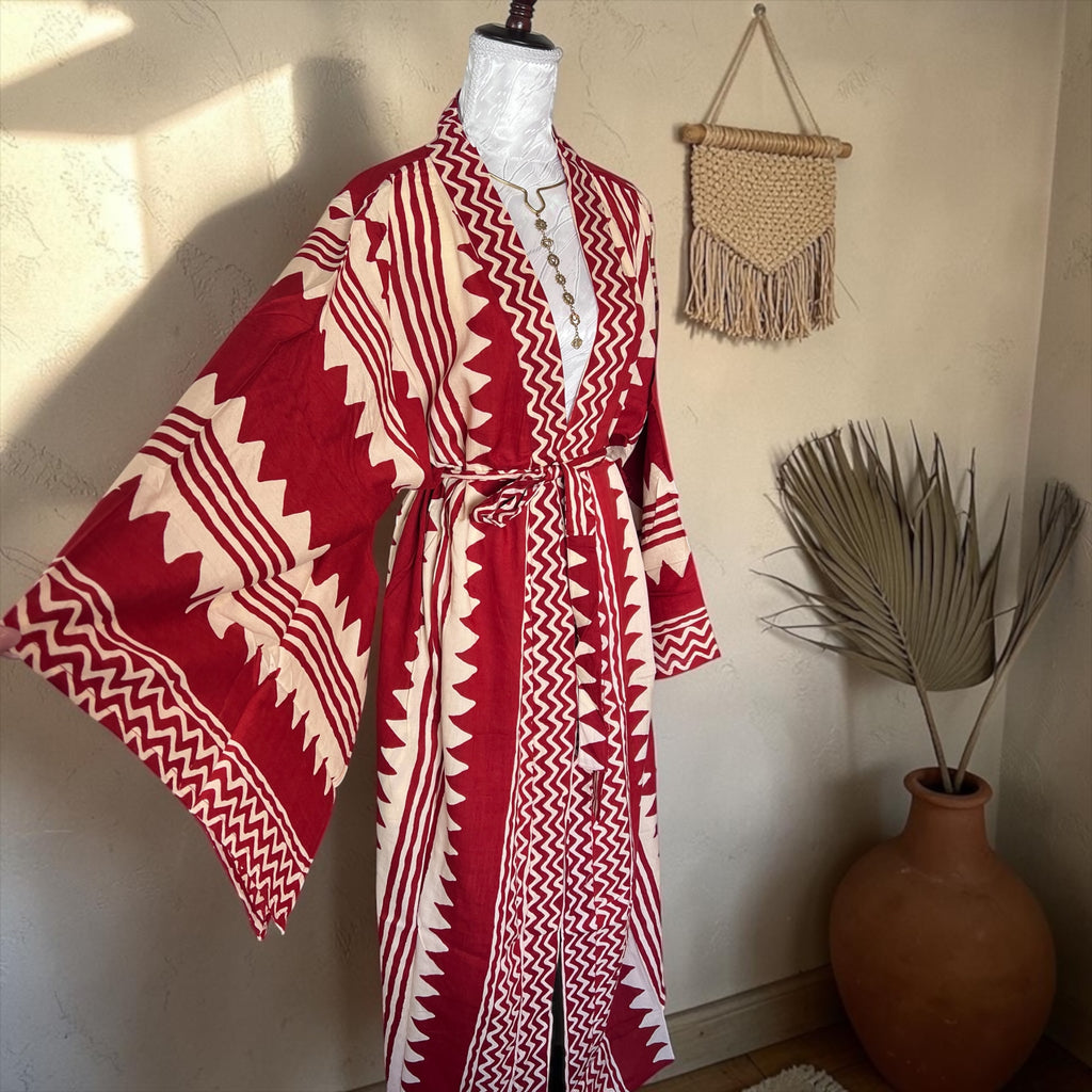 Sunset Nomad Kimono - block print