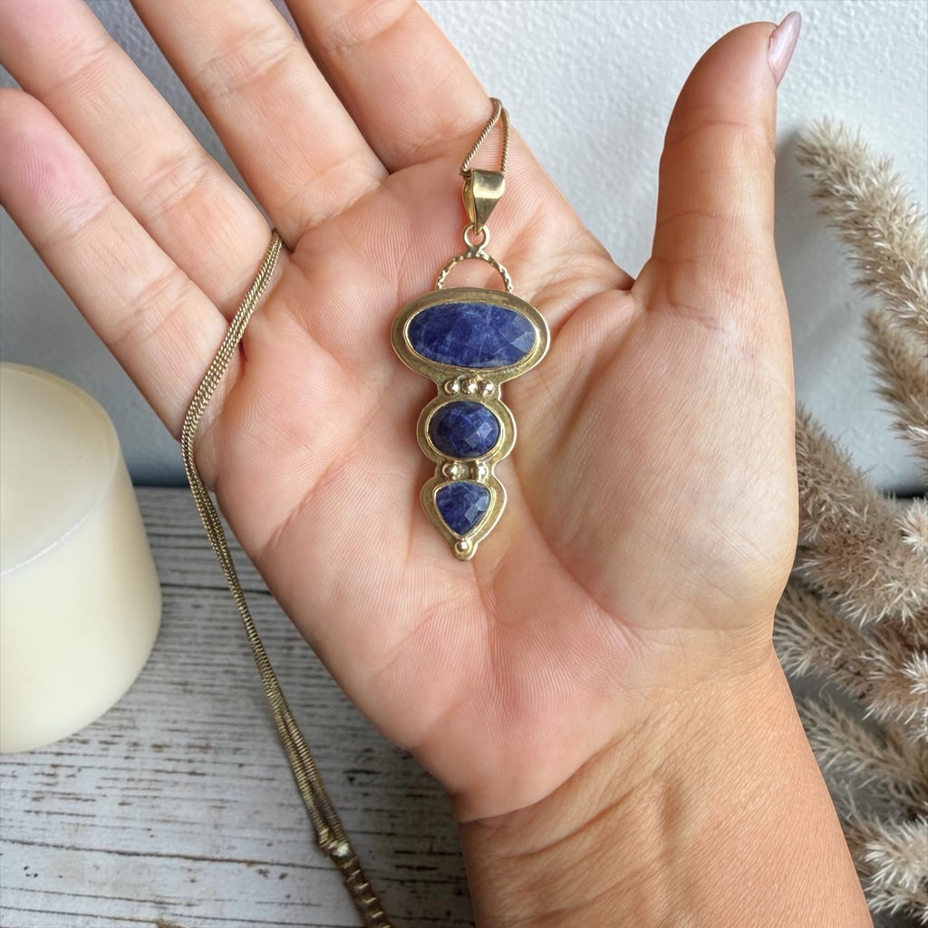 Lapis Lazuli Necklace | The Stone of Ancient Wisdom | Brass Pendant