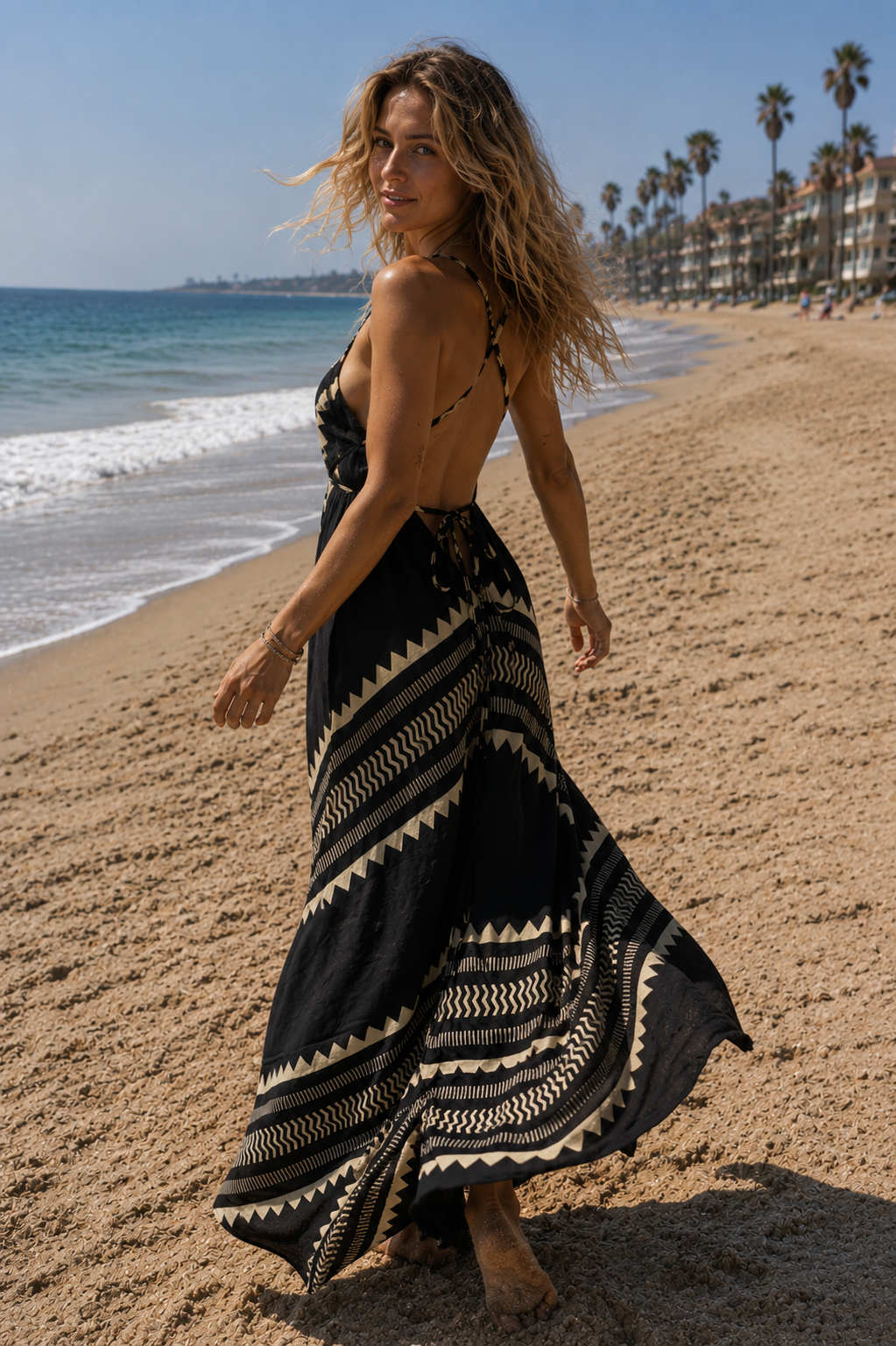 Desert Nights Block Print Long Dress – Adjustable One Size