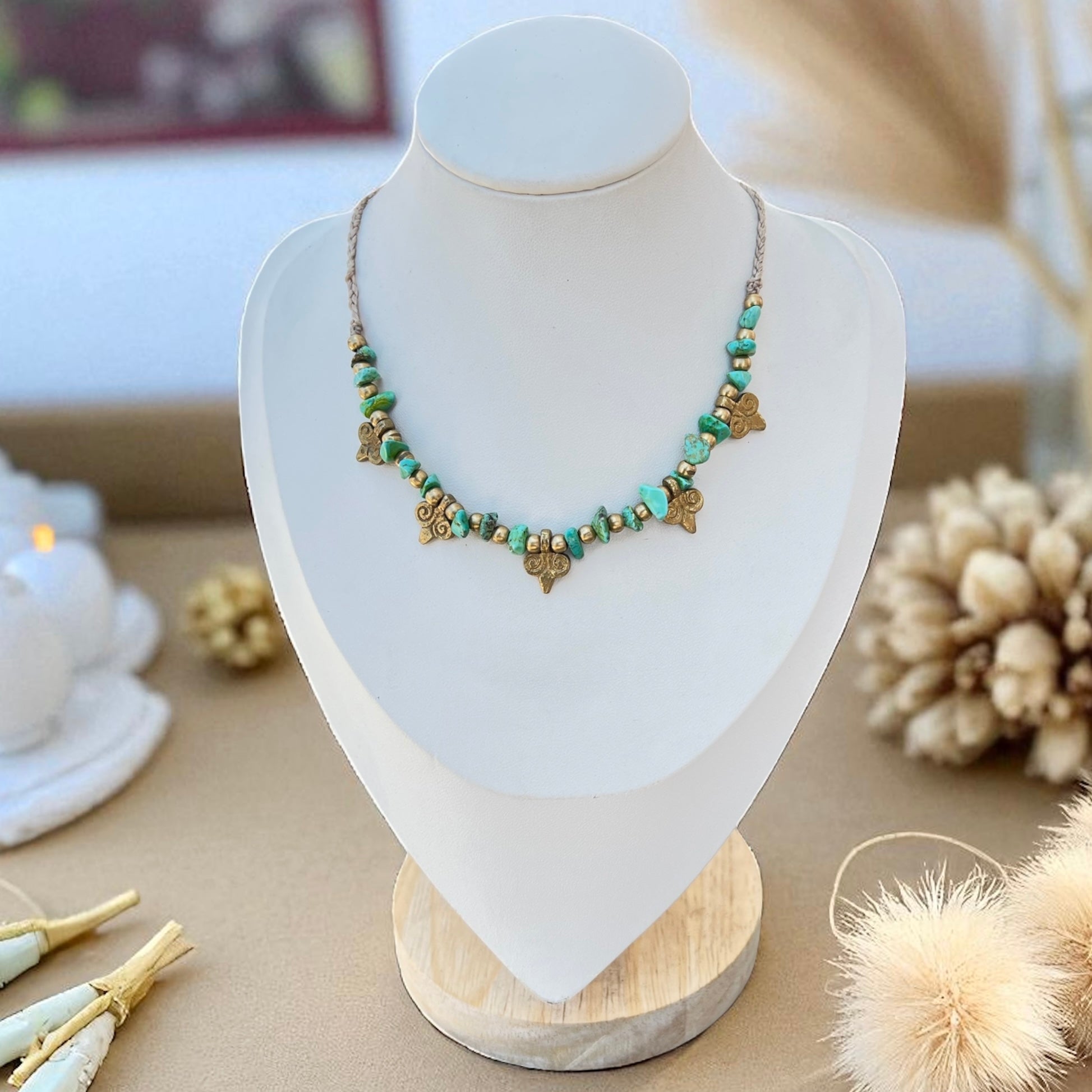 Nomadic Spirit Turquoise & Brass Pendant Necklace