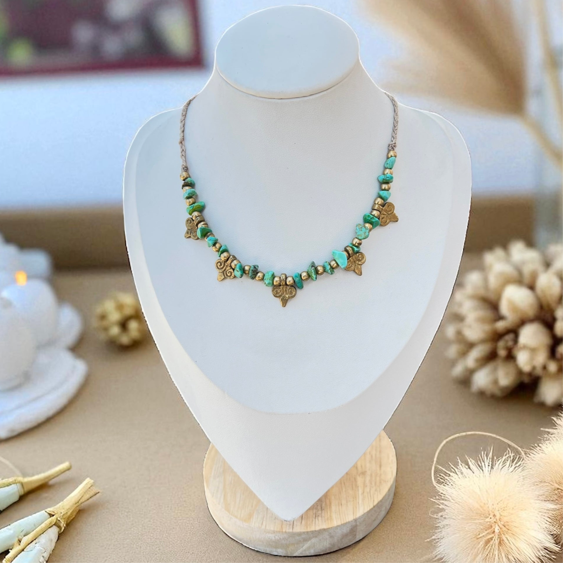 Nomadic Spirit Turquoise & Brass Pendant Necklace
