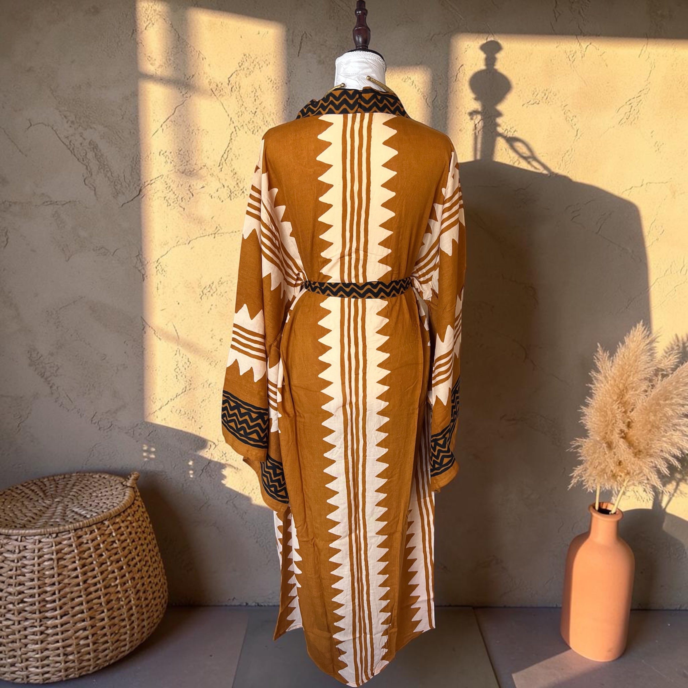 Golden Dunes Block Print Kimono
