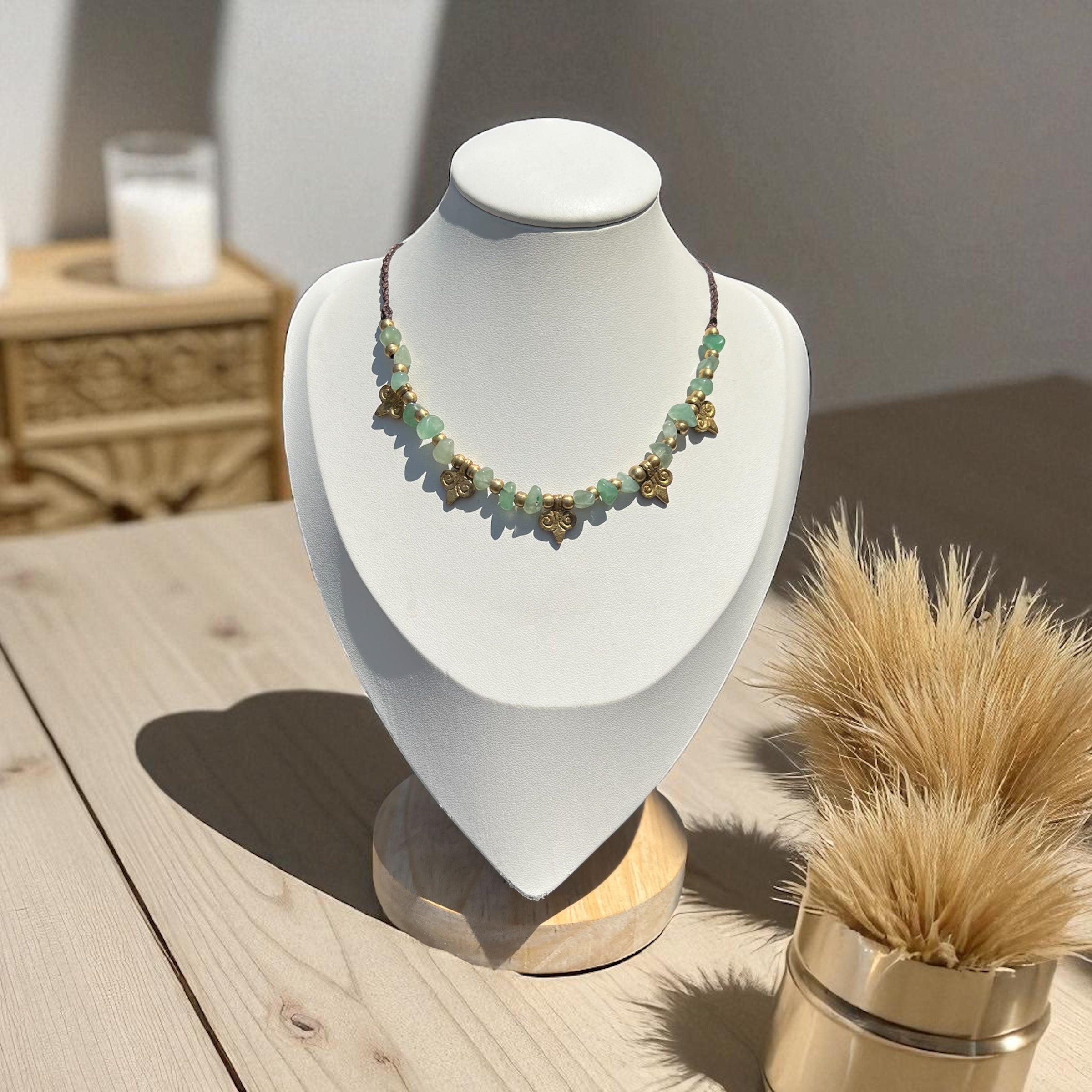 Nomadic Spirit Green Aventurine & Brass Pendant Necklace