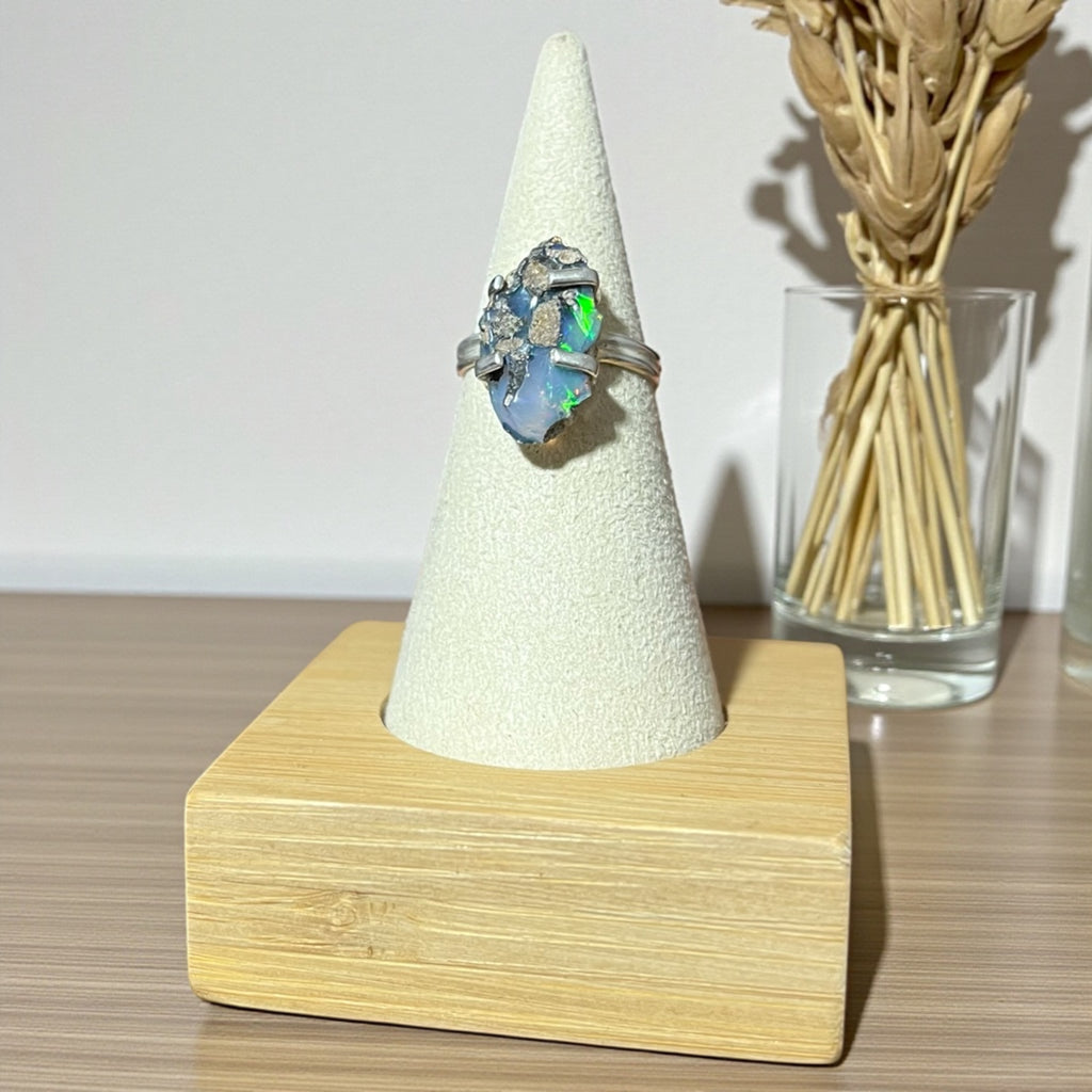 Raw Australian Opal Silver Ring – Size 7