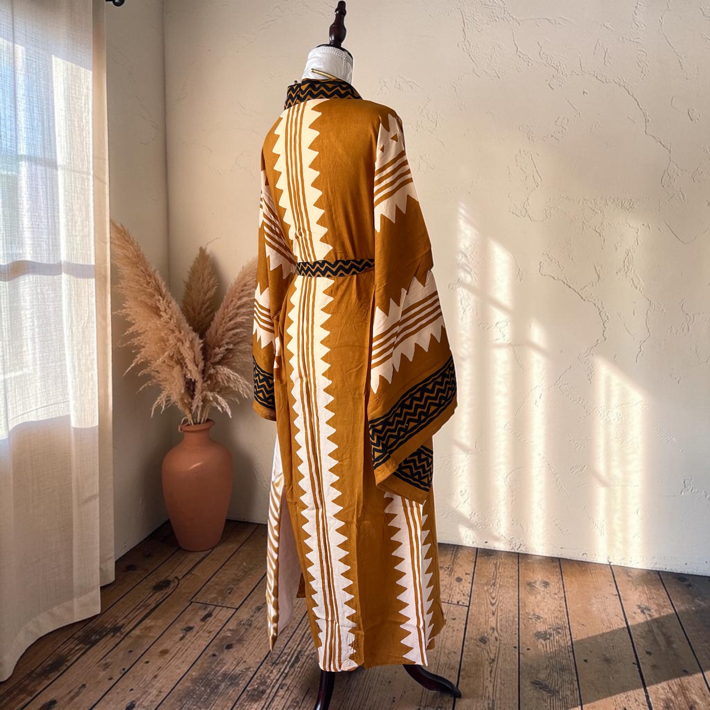 Golden Dunes Block Print Kimono