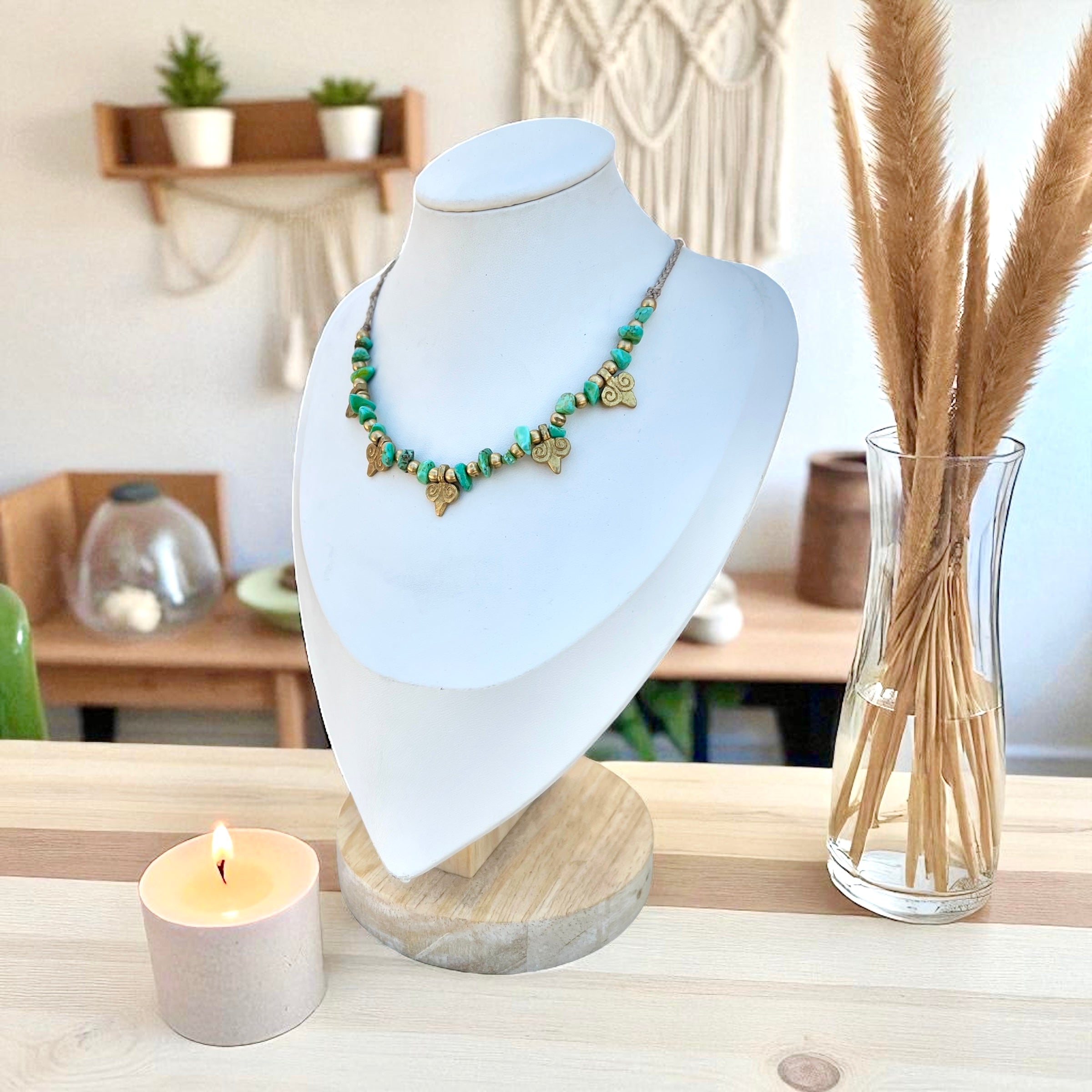 Nomadic Spirit Turquoise & Brass Pendant Necklace