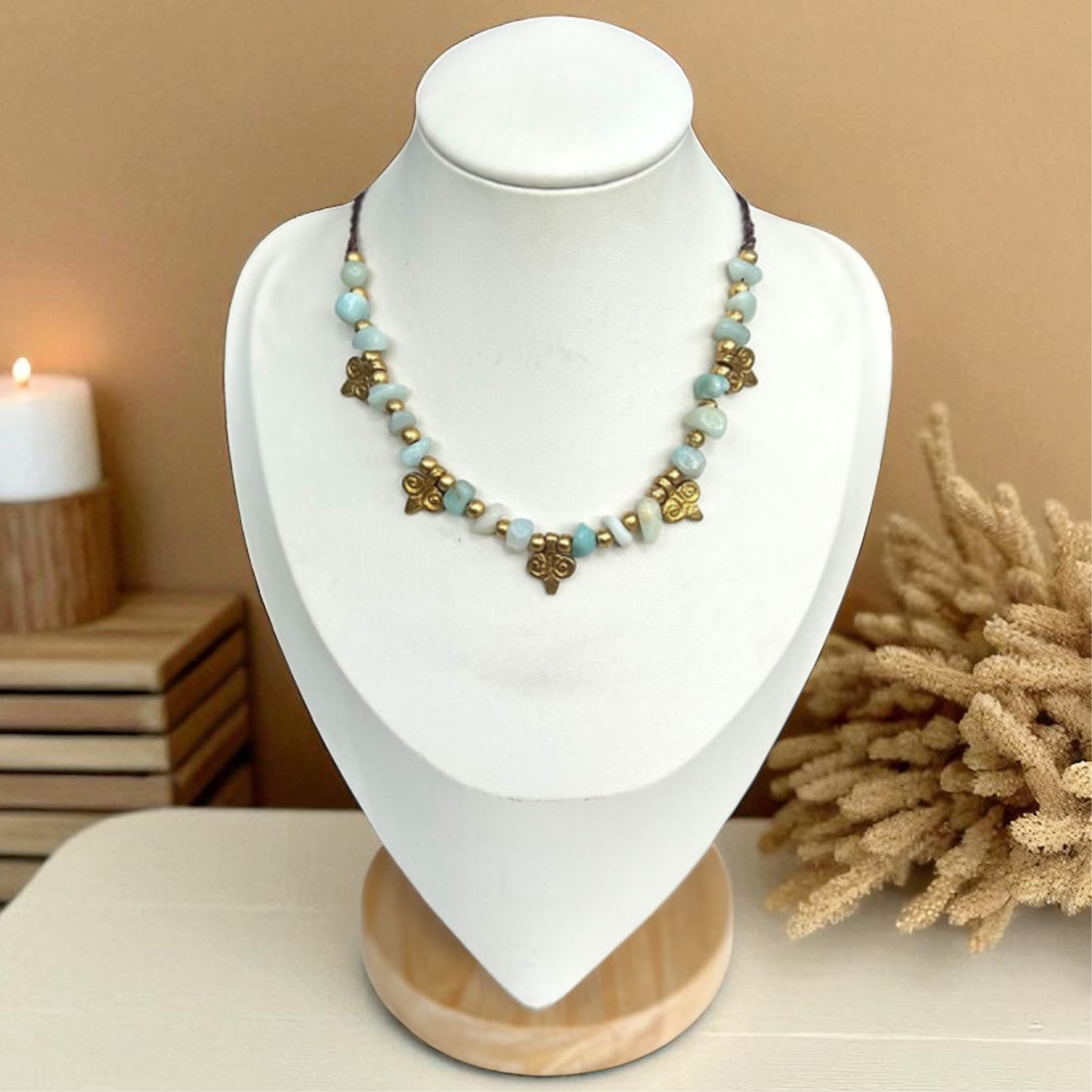 Heart of the Earth – Amazonite & Brass Necklace