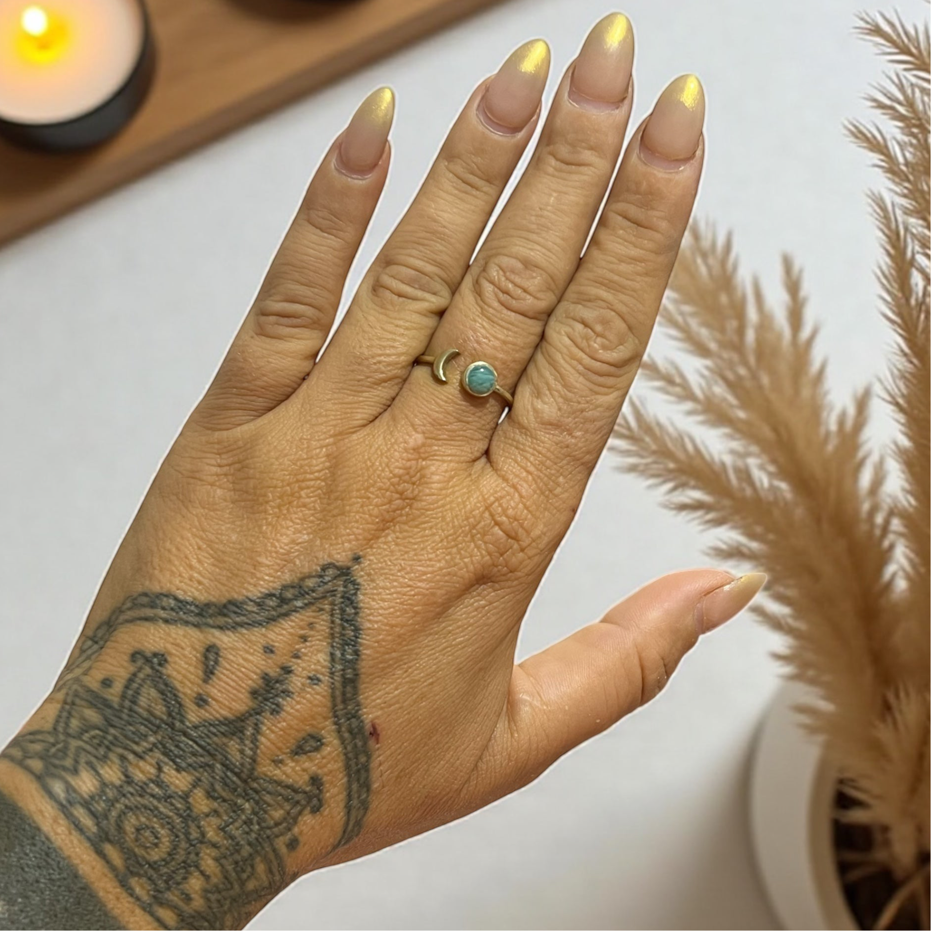 Moon Ring with gemstone