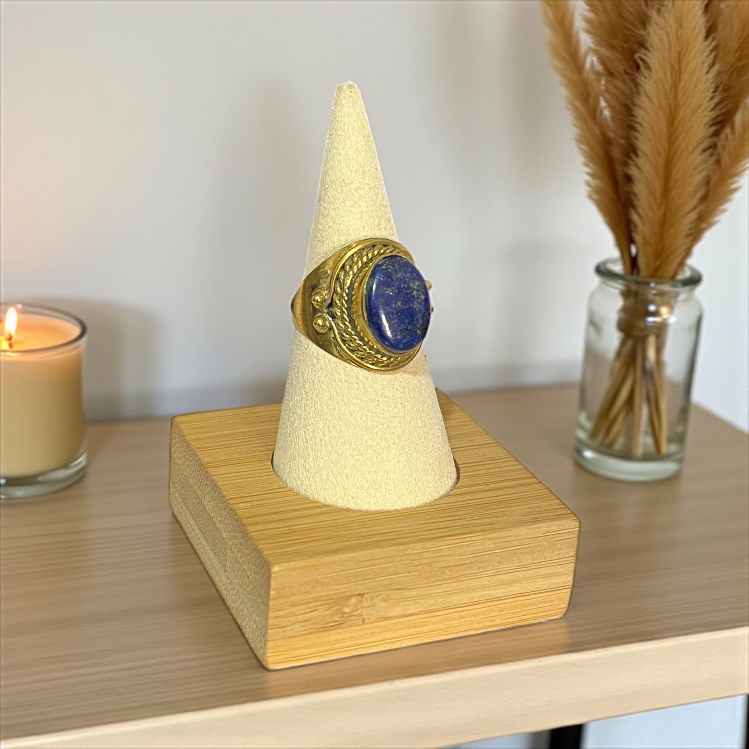 Chunky Brass Boho Ring with Gemstone