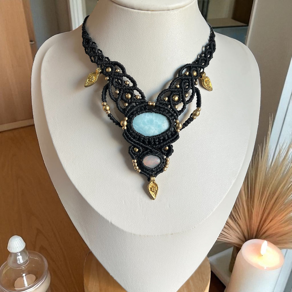 Larimar and Ethiopian Opal Necklace
