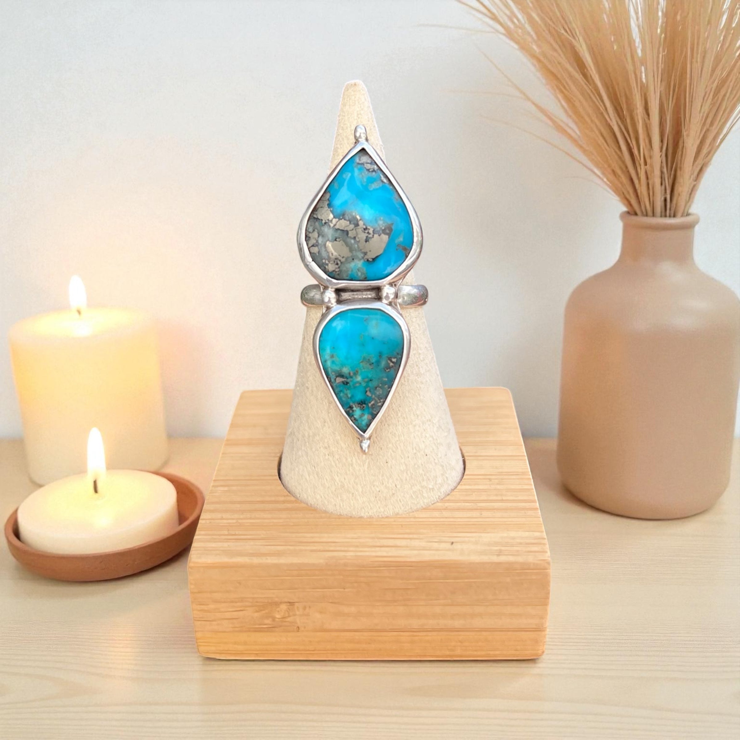Turquoise with pyrite ring