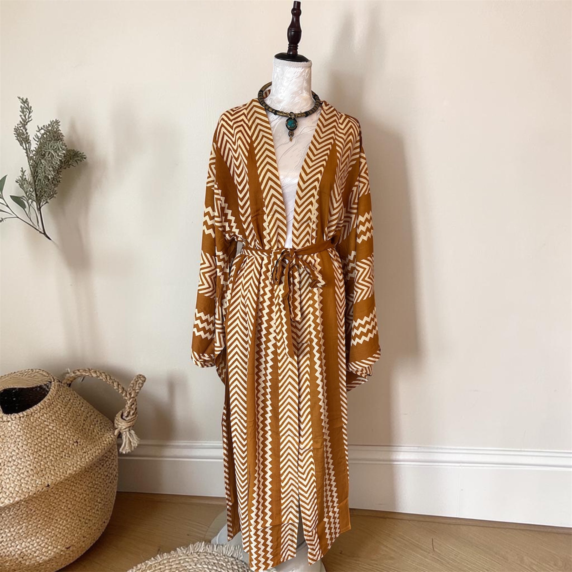 Golden Dunes Block Print Kimono