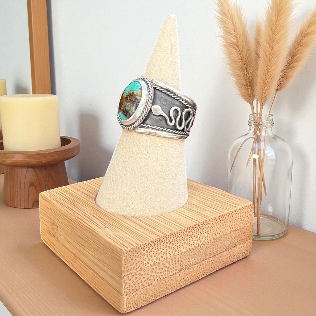 Turquoise and snake ring unisex