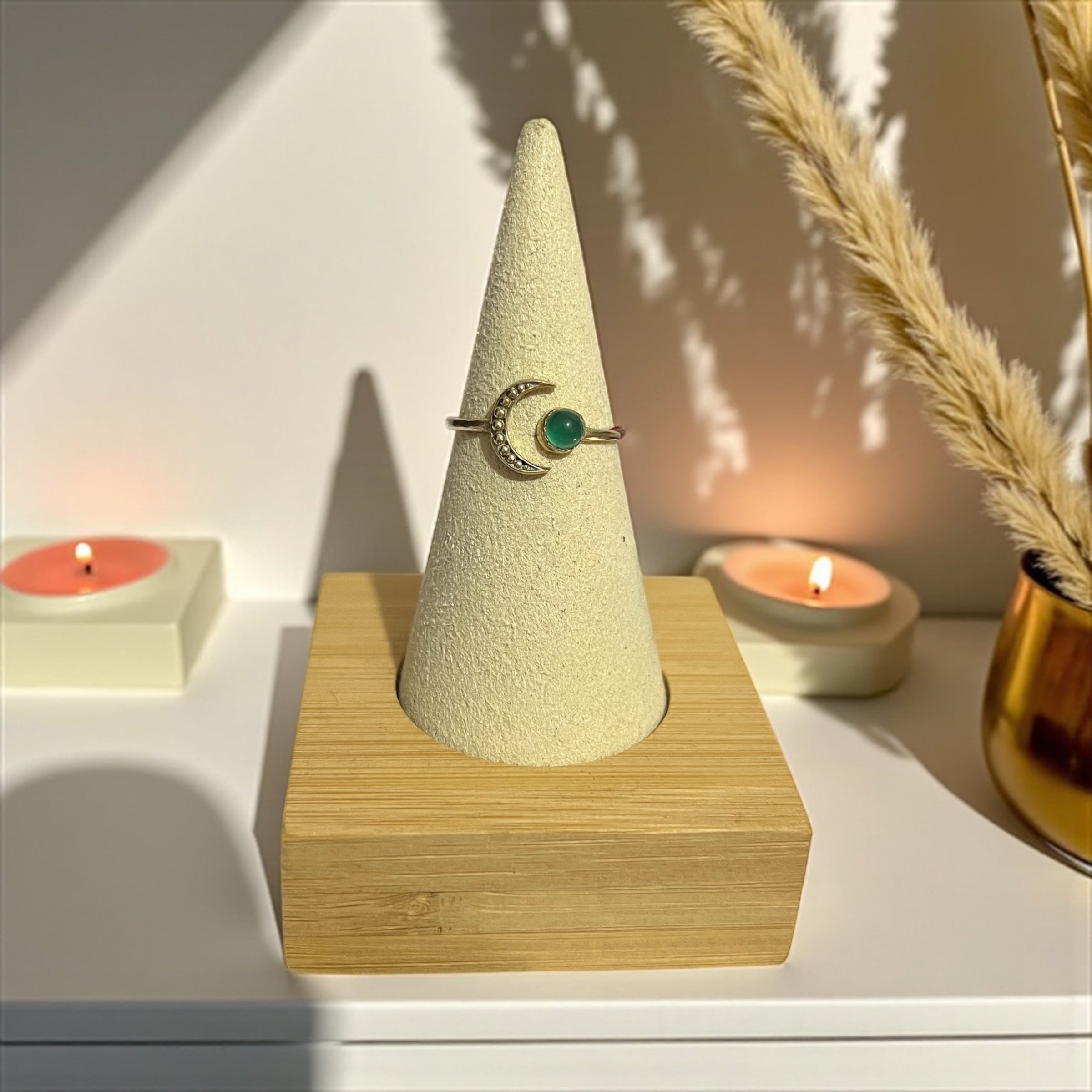 Moon Ring with gemstone