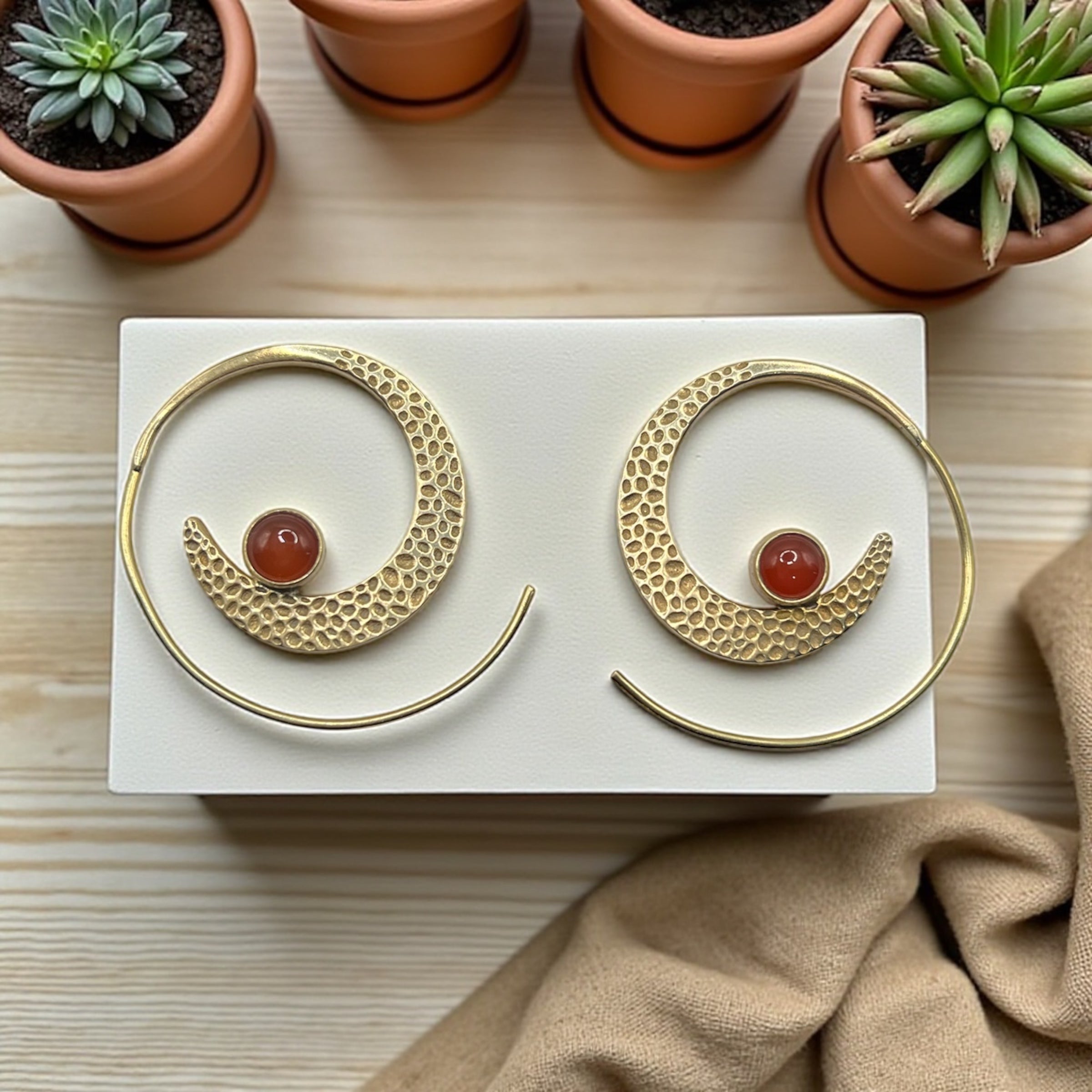 Spiral moon Boho earrings