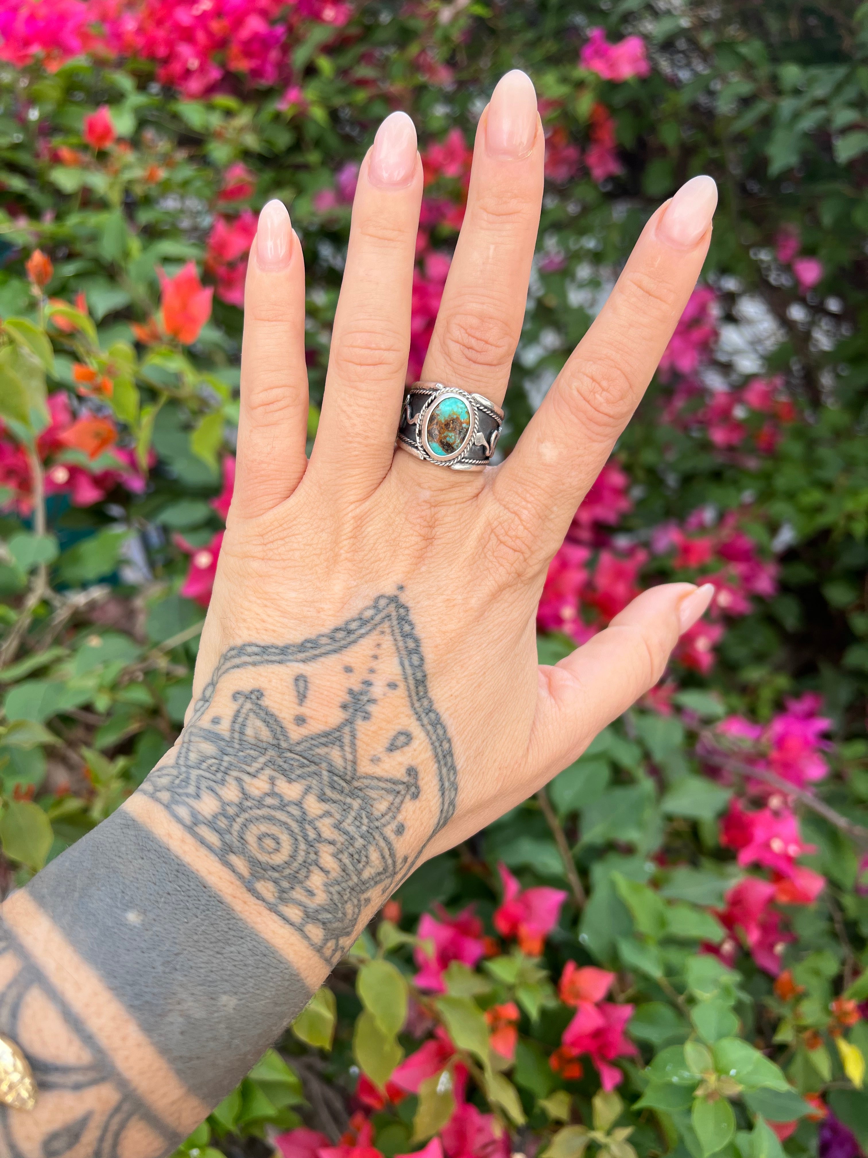 Turquoise and snake ring unisex