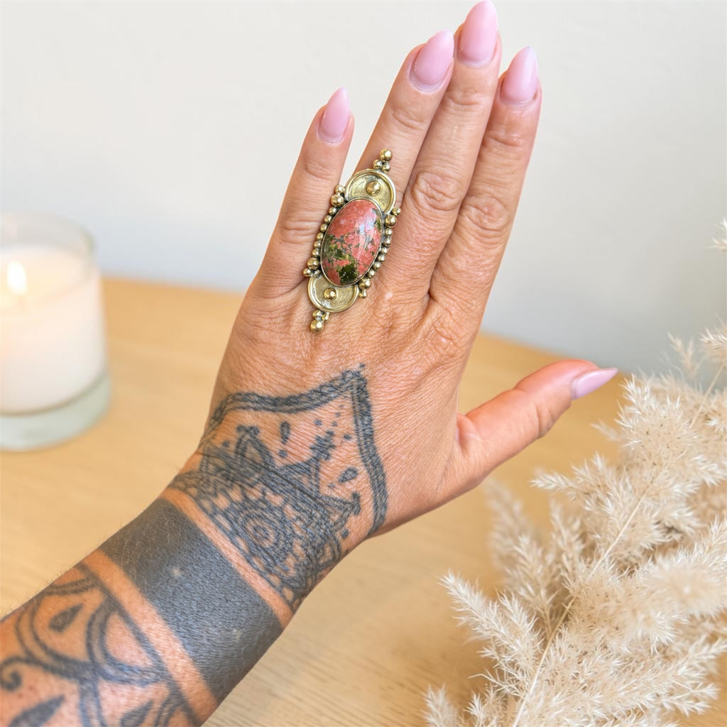 Unakite Brass Ring