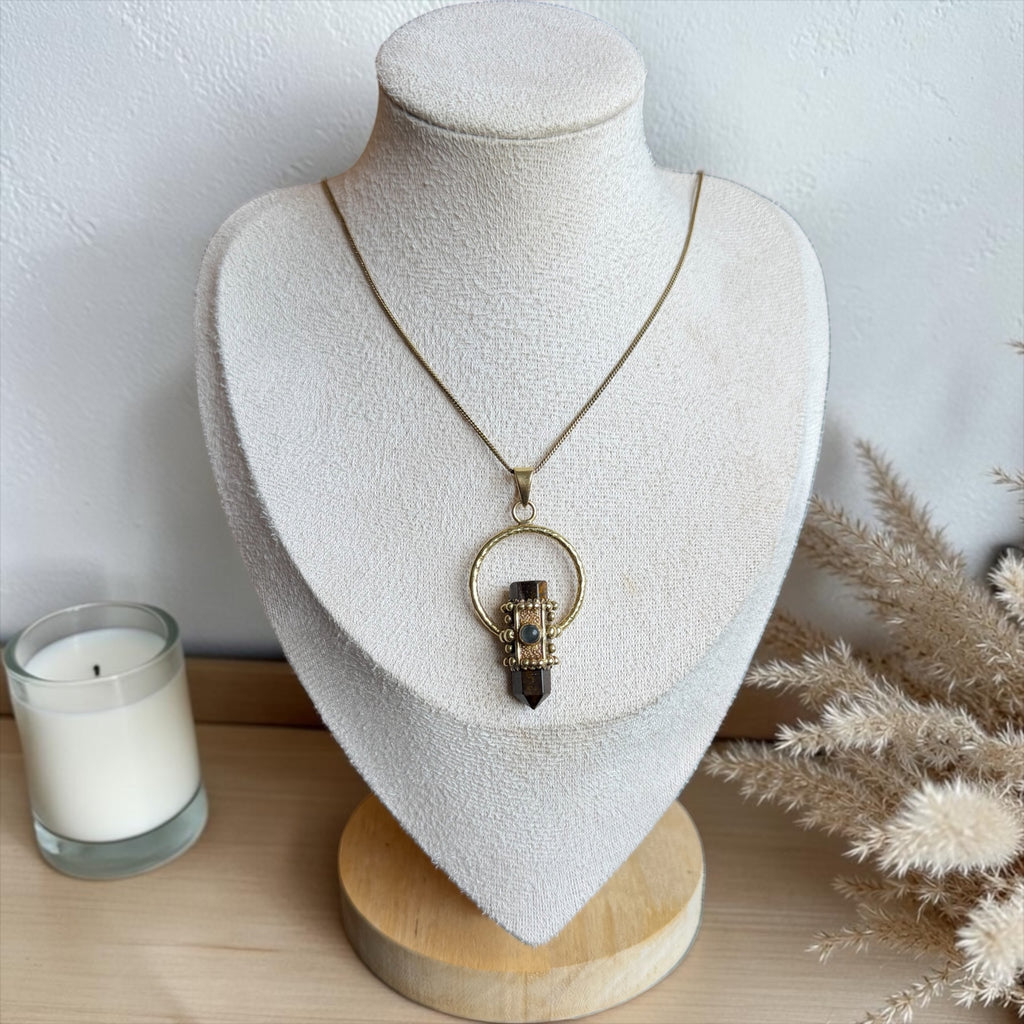 Tiger Eye & Labradorite Macramé Necklace