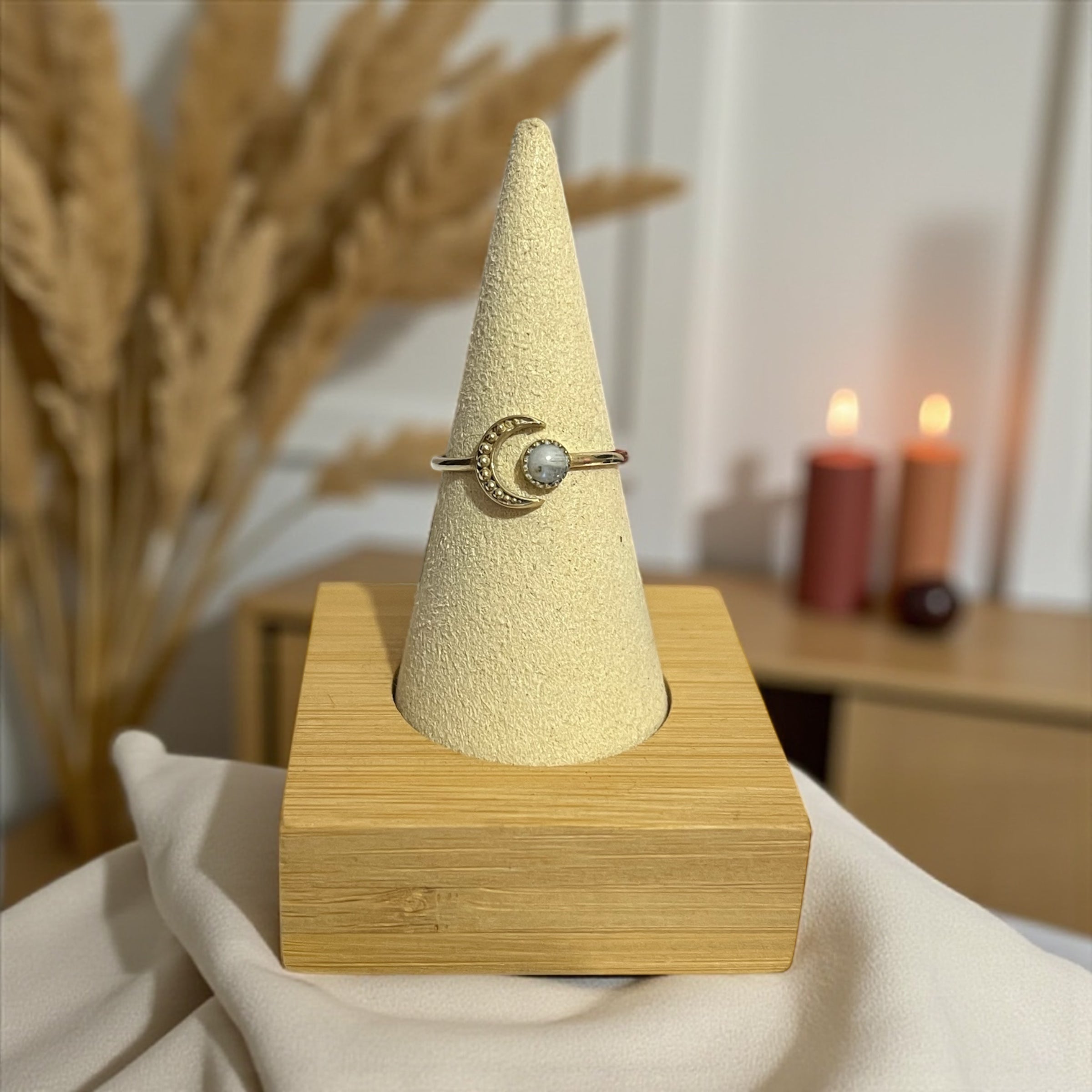 Moon Ring with gemstone