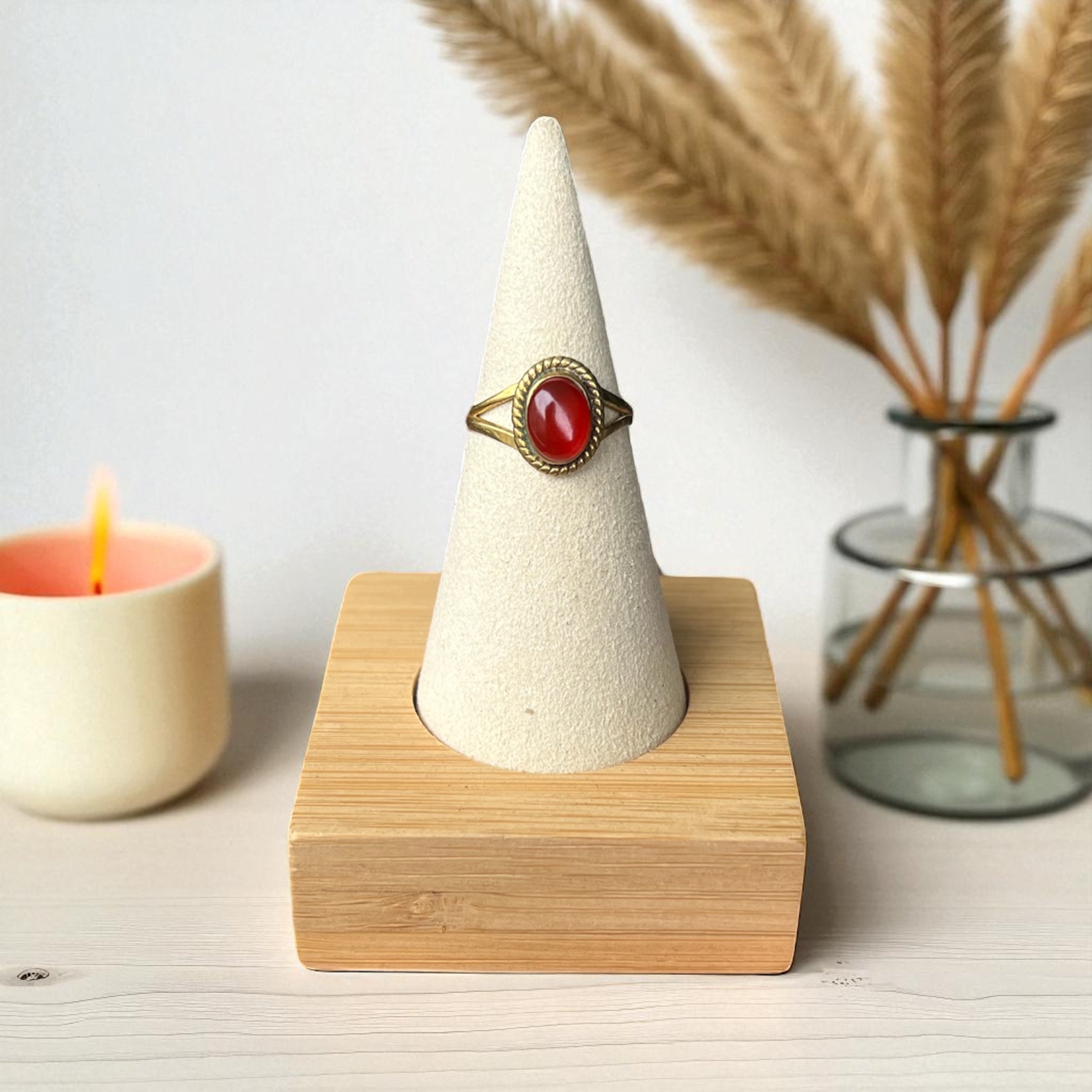 Brass ring with gemstone