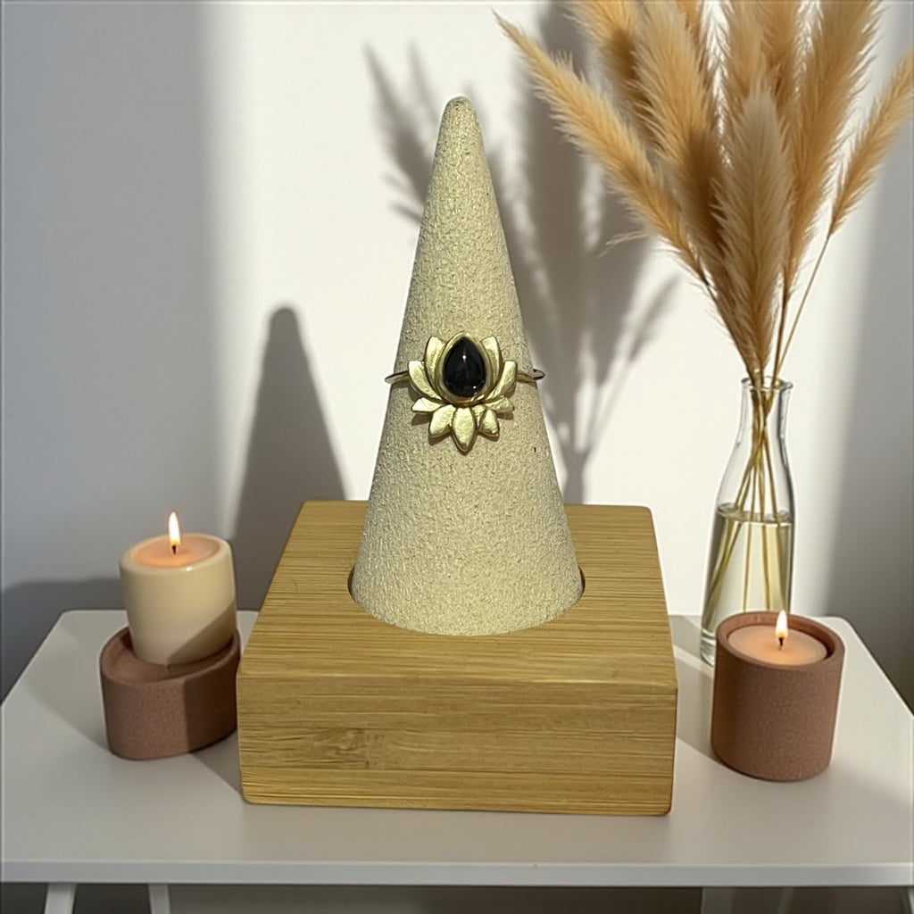 Lotus Ring with Natural Stone