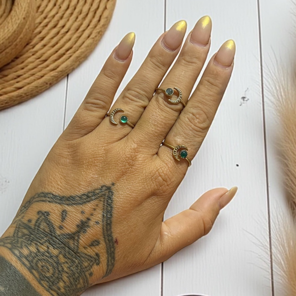 Moon Ring with gemstone