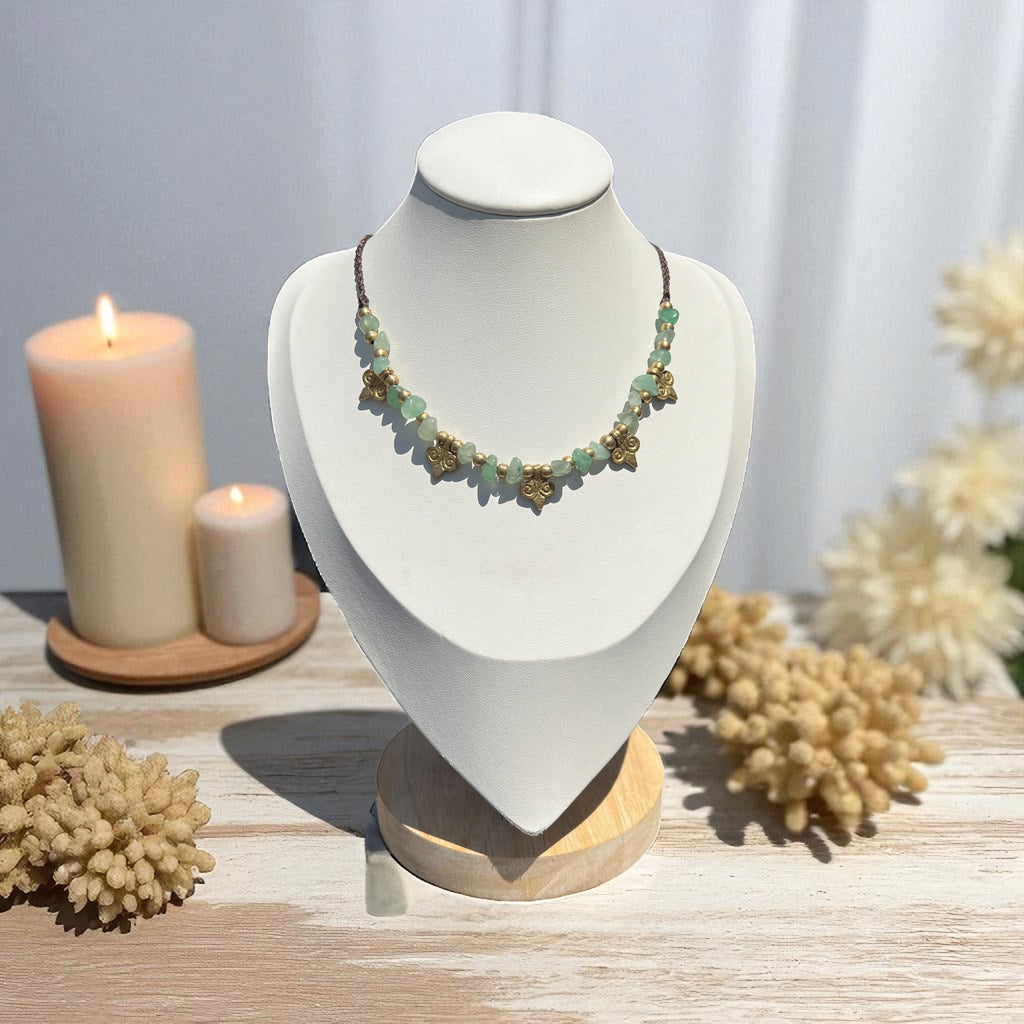 Nomadic Spirit Green Aventurine & Brass Pendant Necklace
