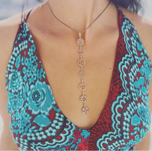 7 chakra necklace brass