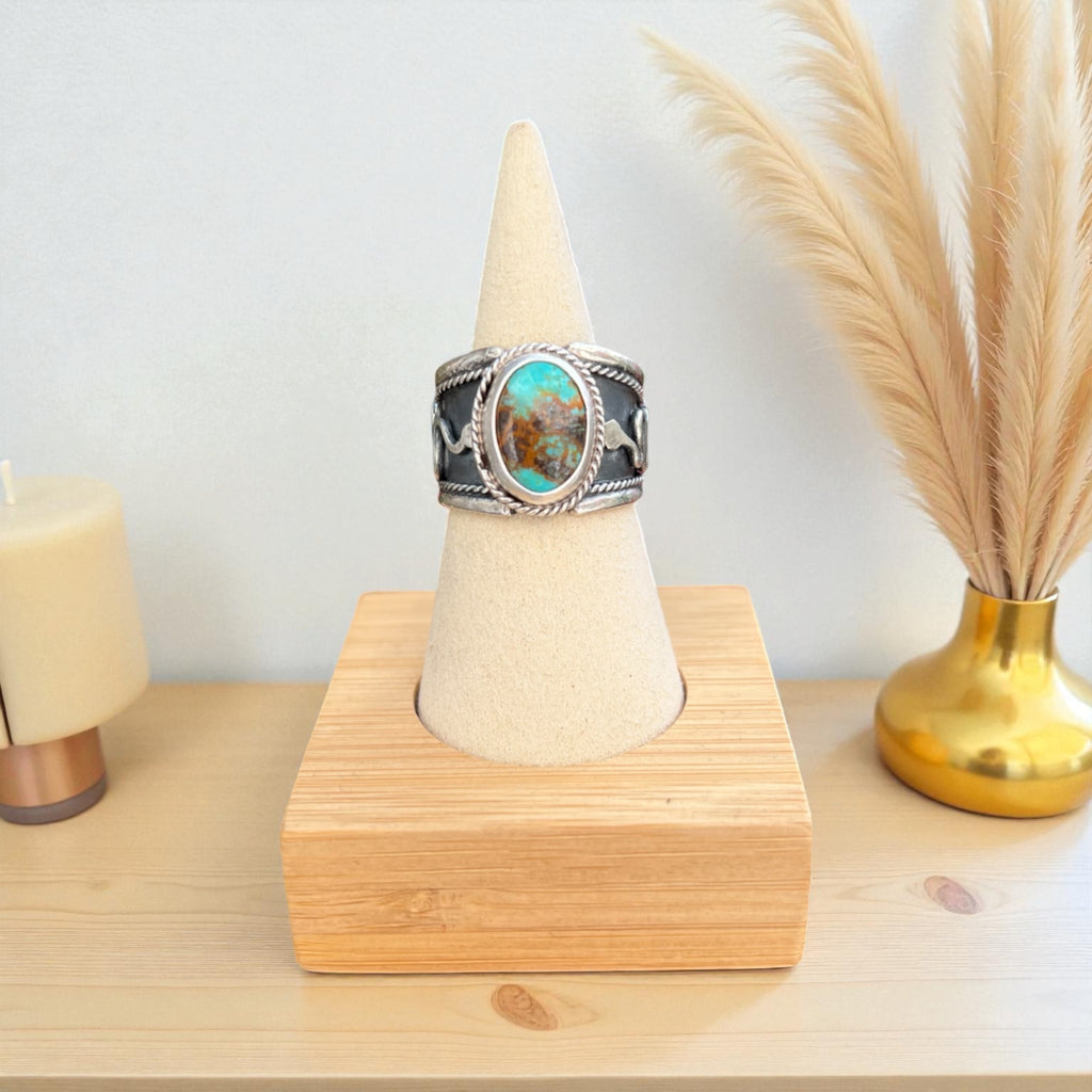 Turquoise and snake ring unisex