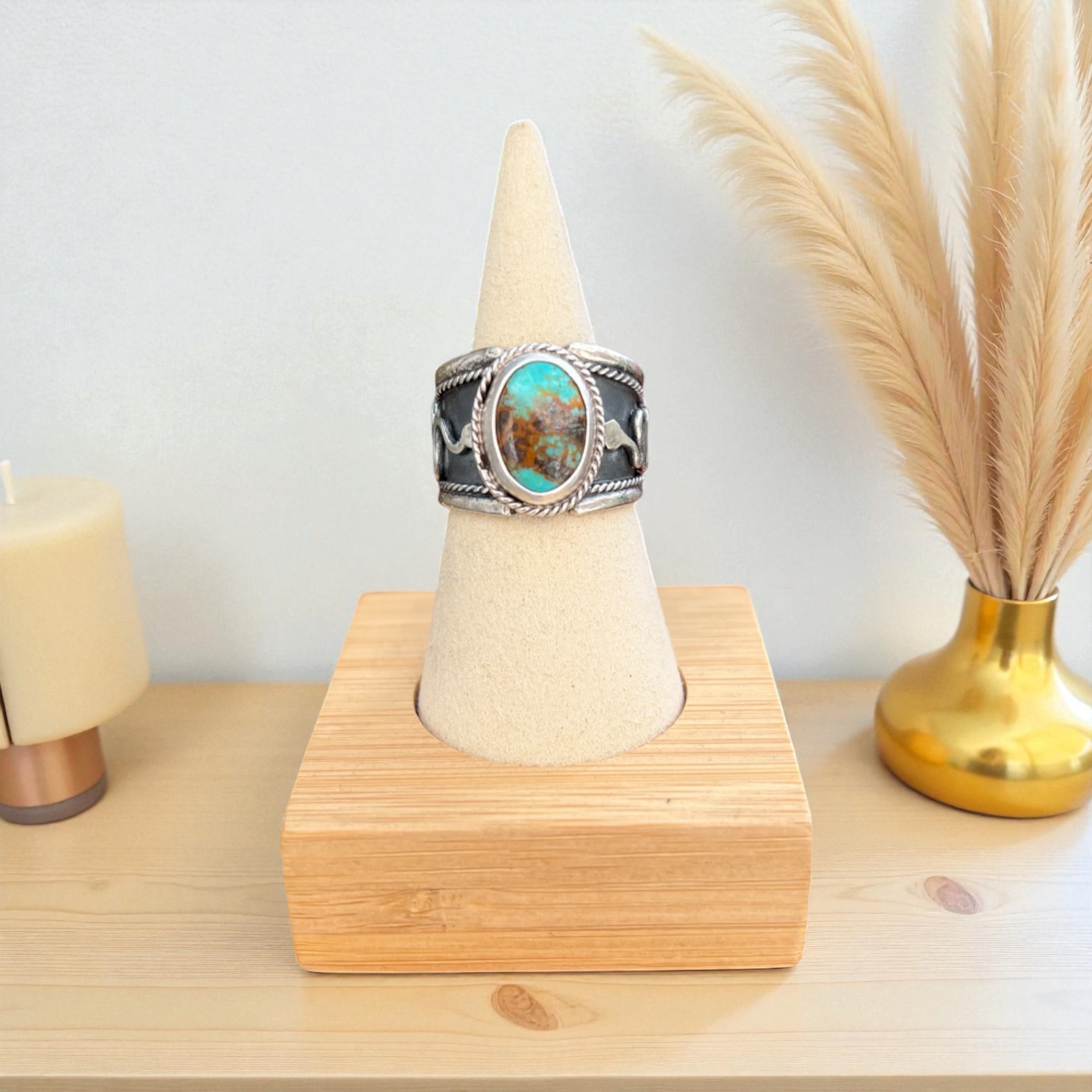 Turquoise and snake ring unisex