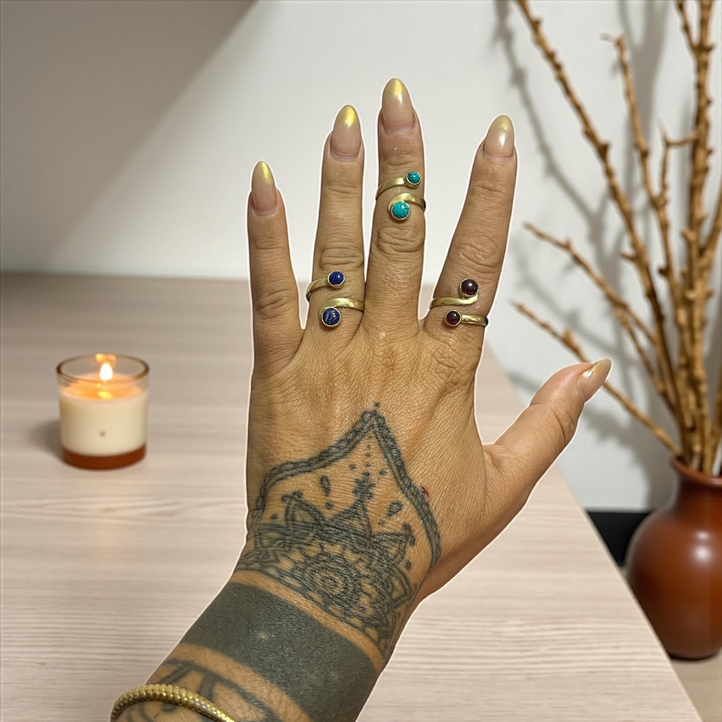 Boho gemstone rings